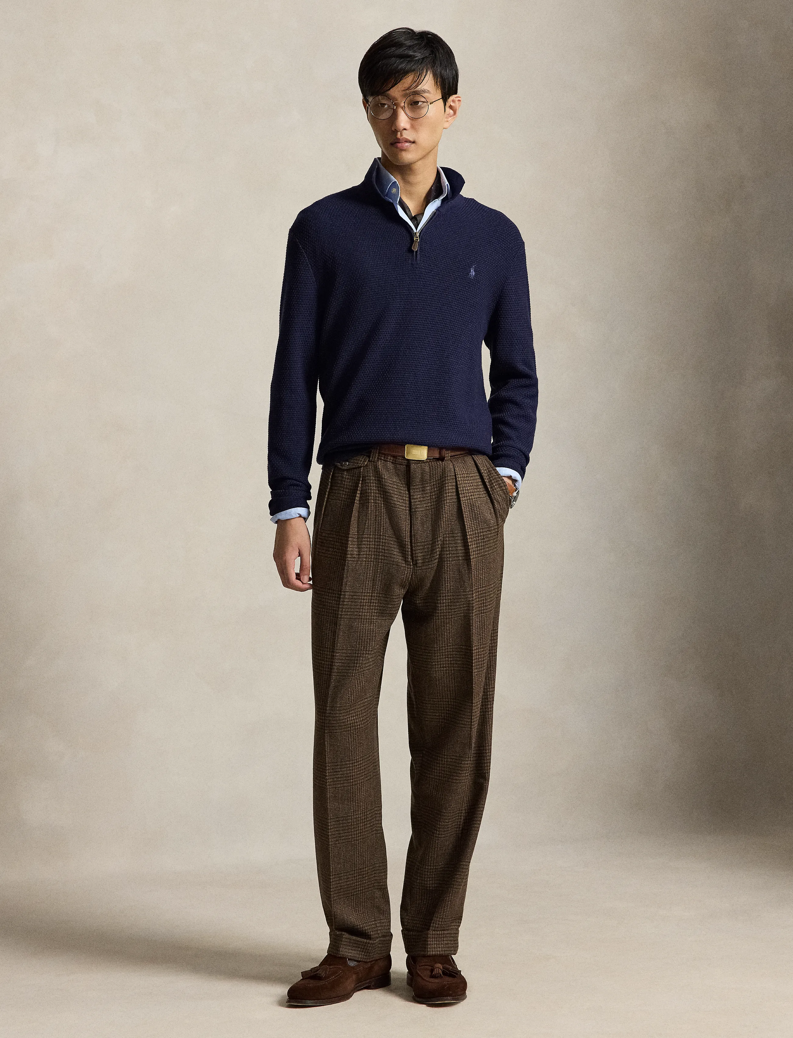Polo Ralph Lauren - Washable Wool Polo-Collar Sweater - tõmblukk-kaelusega dressipluusid - hunter navy - 5
