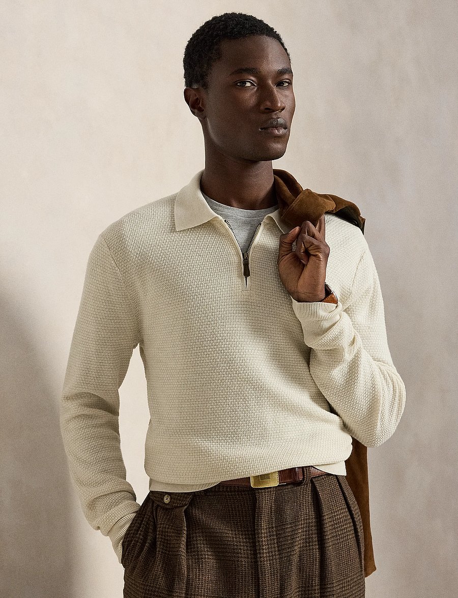 Polo Ralph Lauren - Washable Wool Polo-Collar Sweater - half zip-trøjer - trifle cream heat - 0
