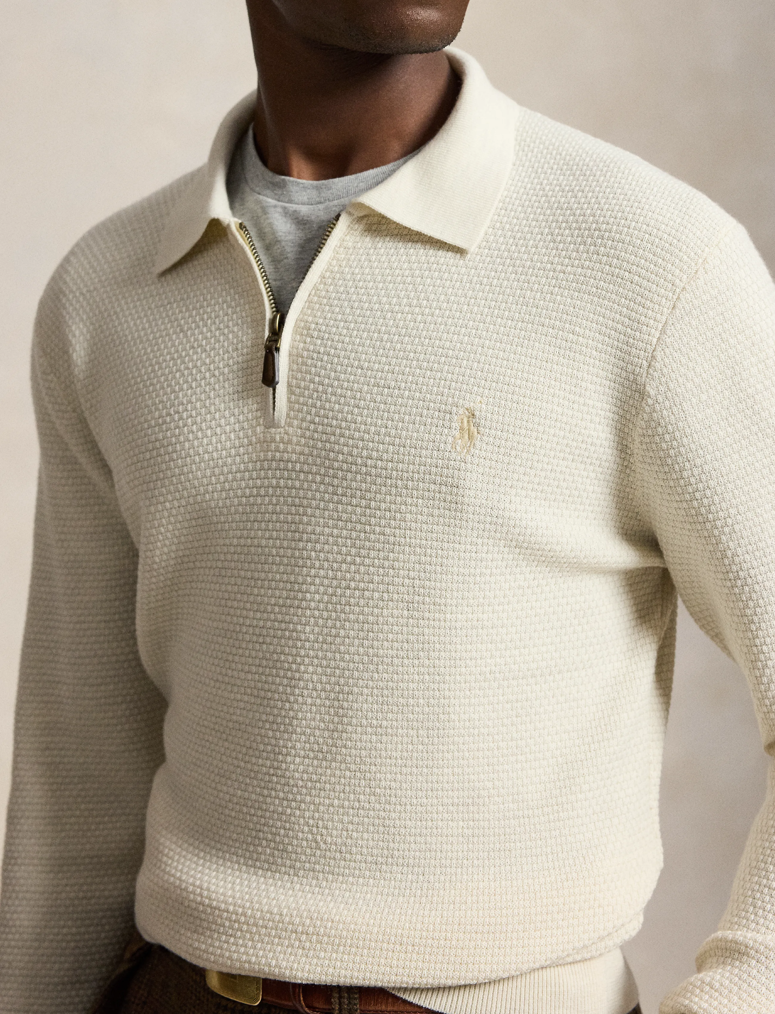 Polo Ralph Lauren - Washable Wool Polo-Collar Sweater - trifle cream heat - 4