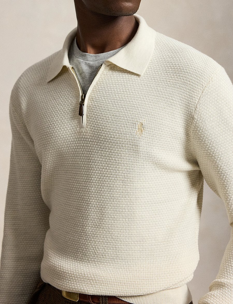 Polo Ralph Lauren - Washable Wool Polo-Collar Sweater - half zip-trøjer - trifle cream heat - 4