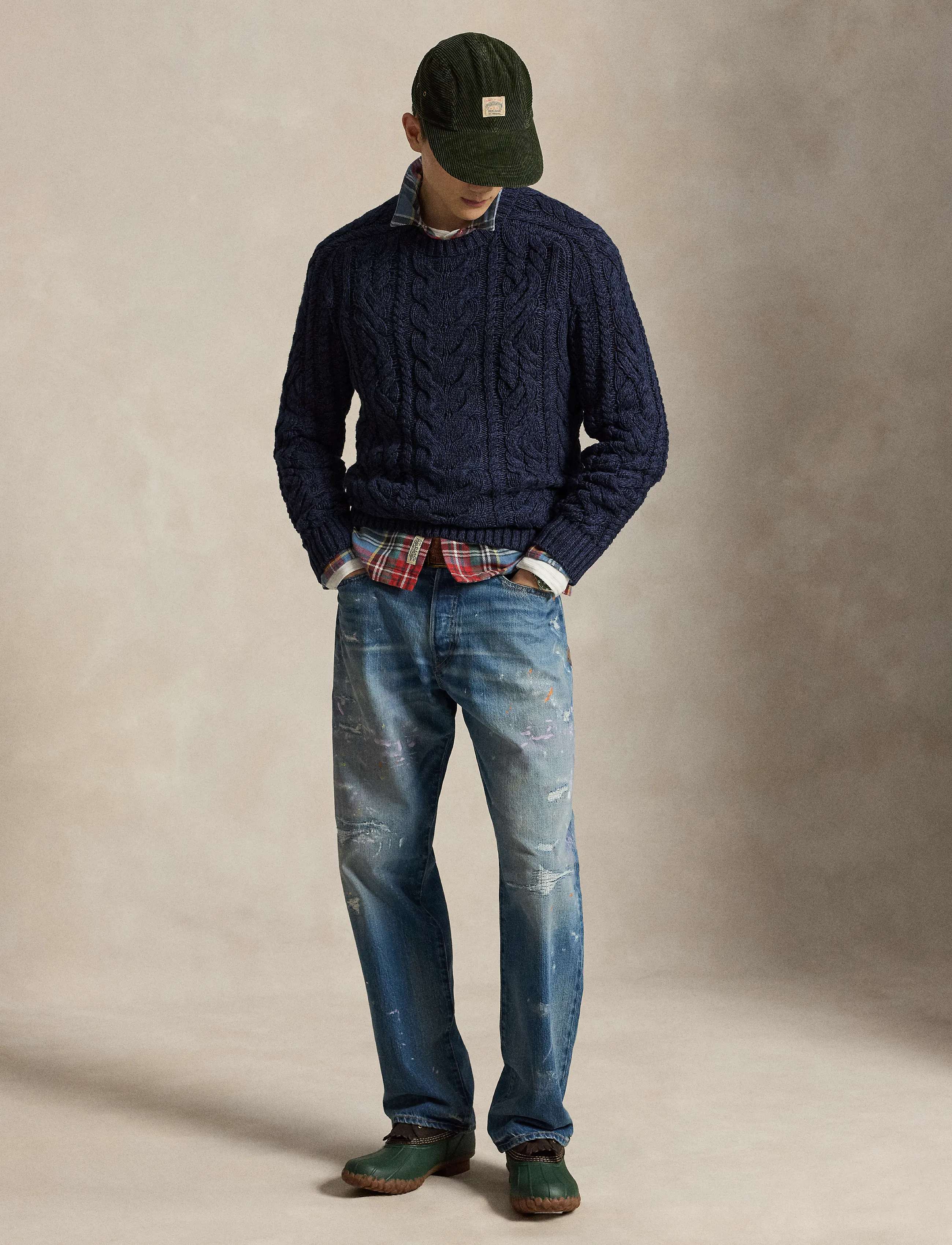 Aran-Knit Cotton Sweater