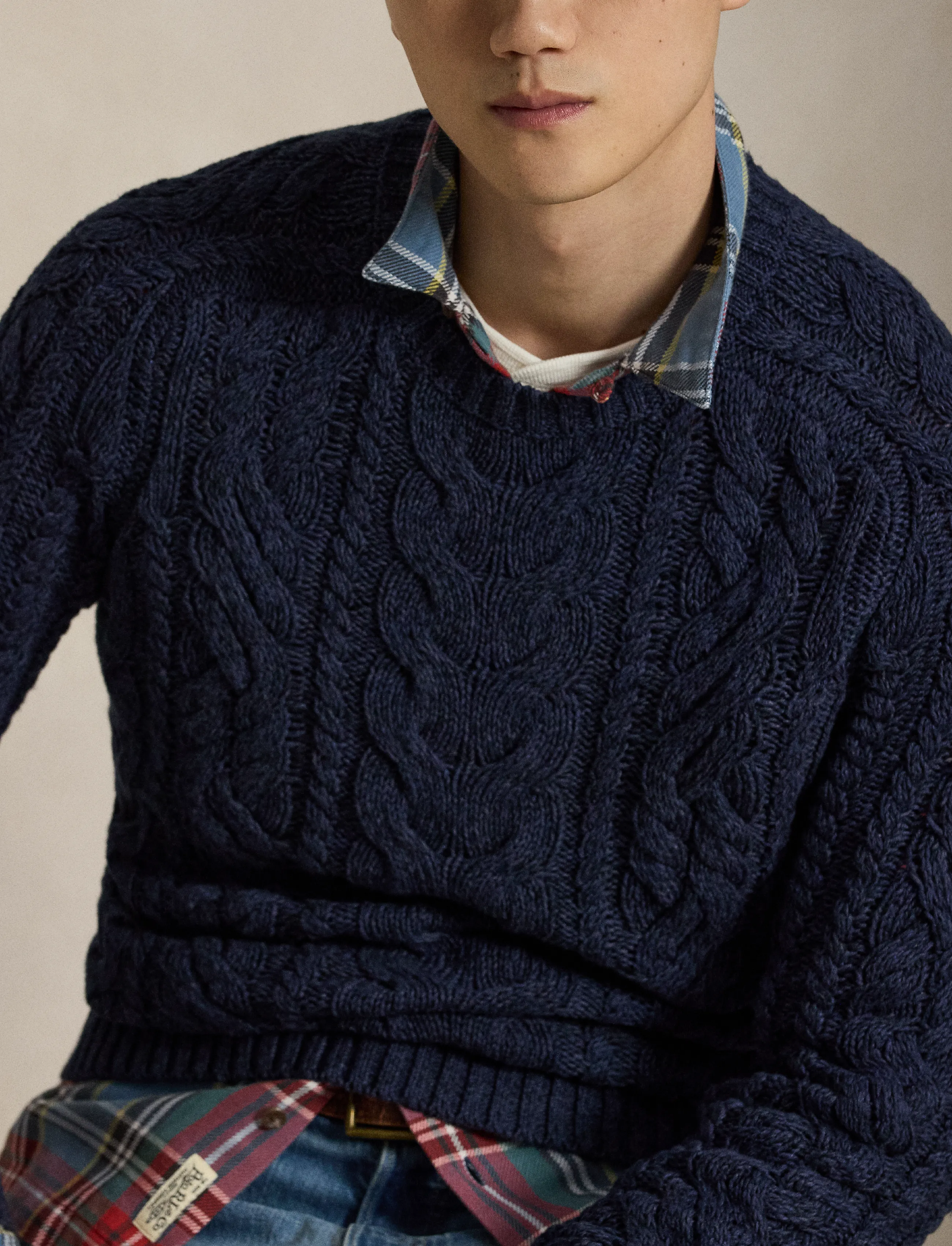 Polo Ralph Lauren - COTTON MARL-SWEATER-PULLOVER - round necks - navy combo - 3