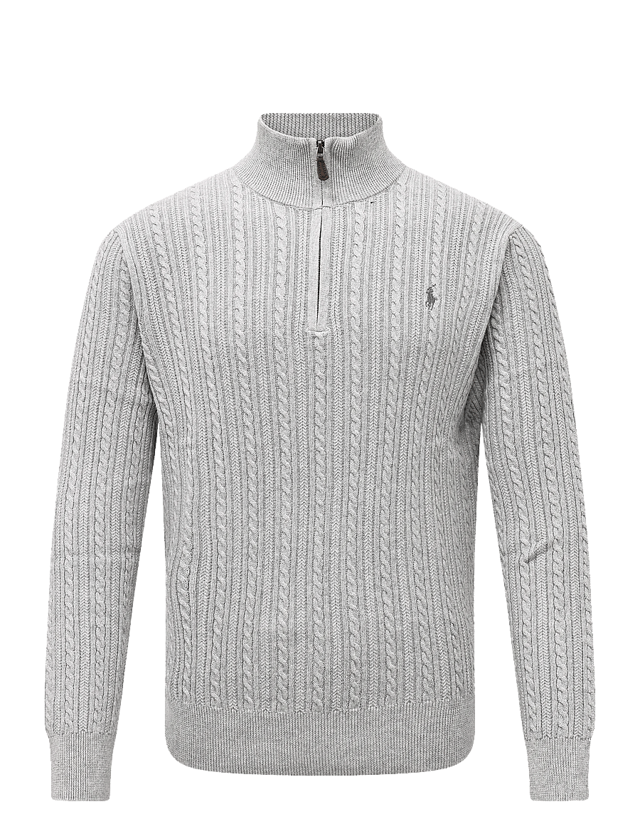 Polo Ralph Lauren - Cable-Knit Cotton Mockneck Sweater - tõmblukk-kaelusega dressipluusid - andover heather - 2