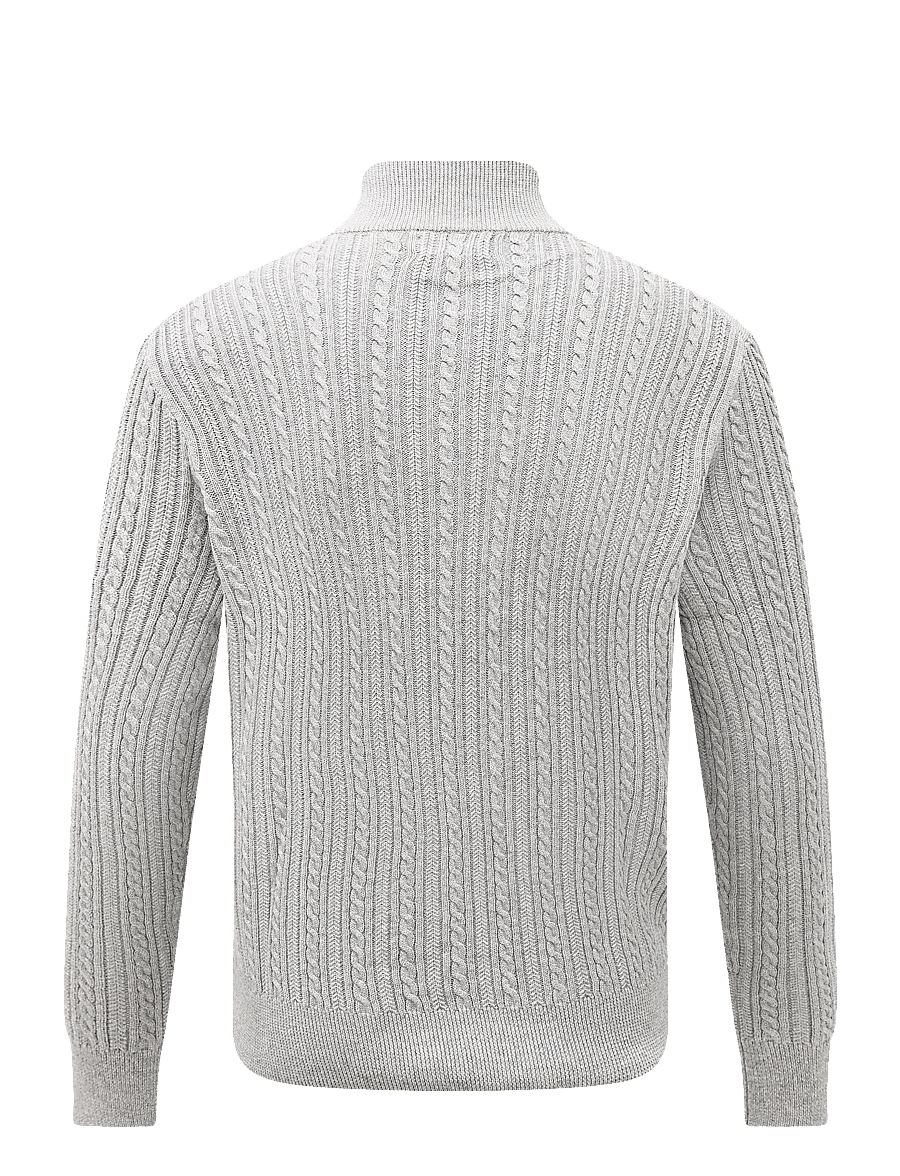Polo Ralph Lauren - Cable-Knit Cotton Mockneck Sweater - tõmblukk-kaelusega dressipluusid - andover heather - 3
