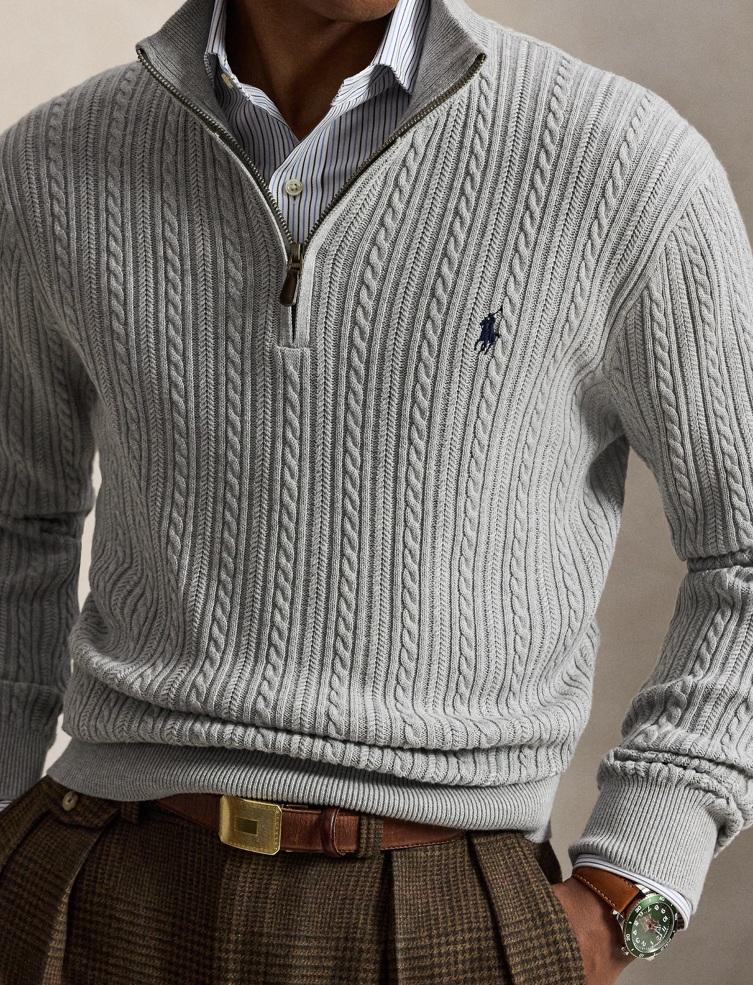 Polo Ralph Lauren Cable-Knit Cotton Mockneck Sweater stickade tröjor herr – bild 4
