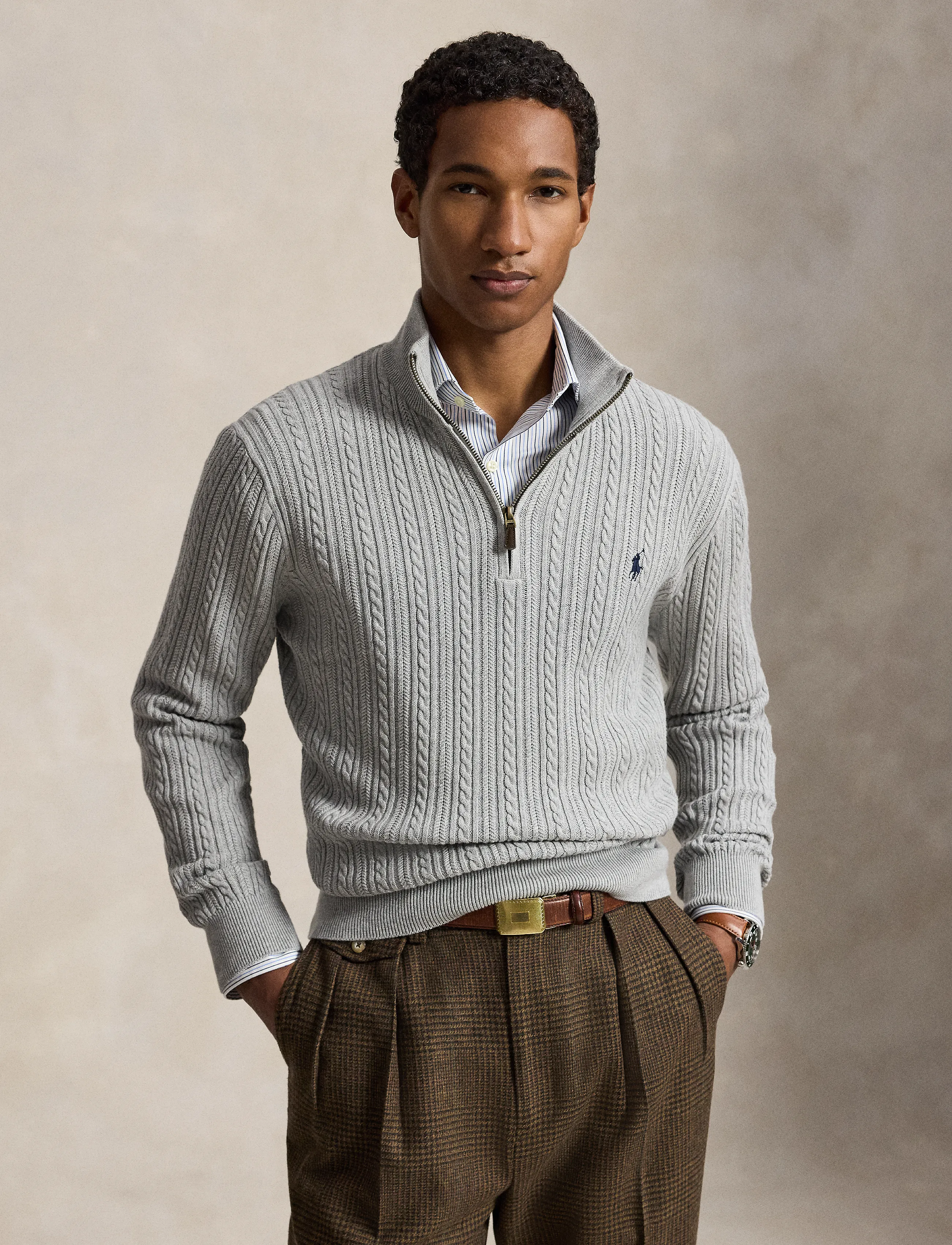 Polo Ralph Lauren Cable-Knit Cotton Mockneck Sweater stickade tröjor herr – bild 5