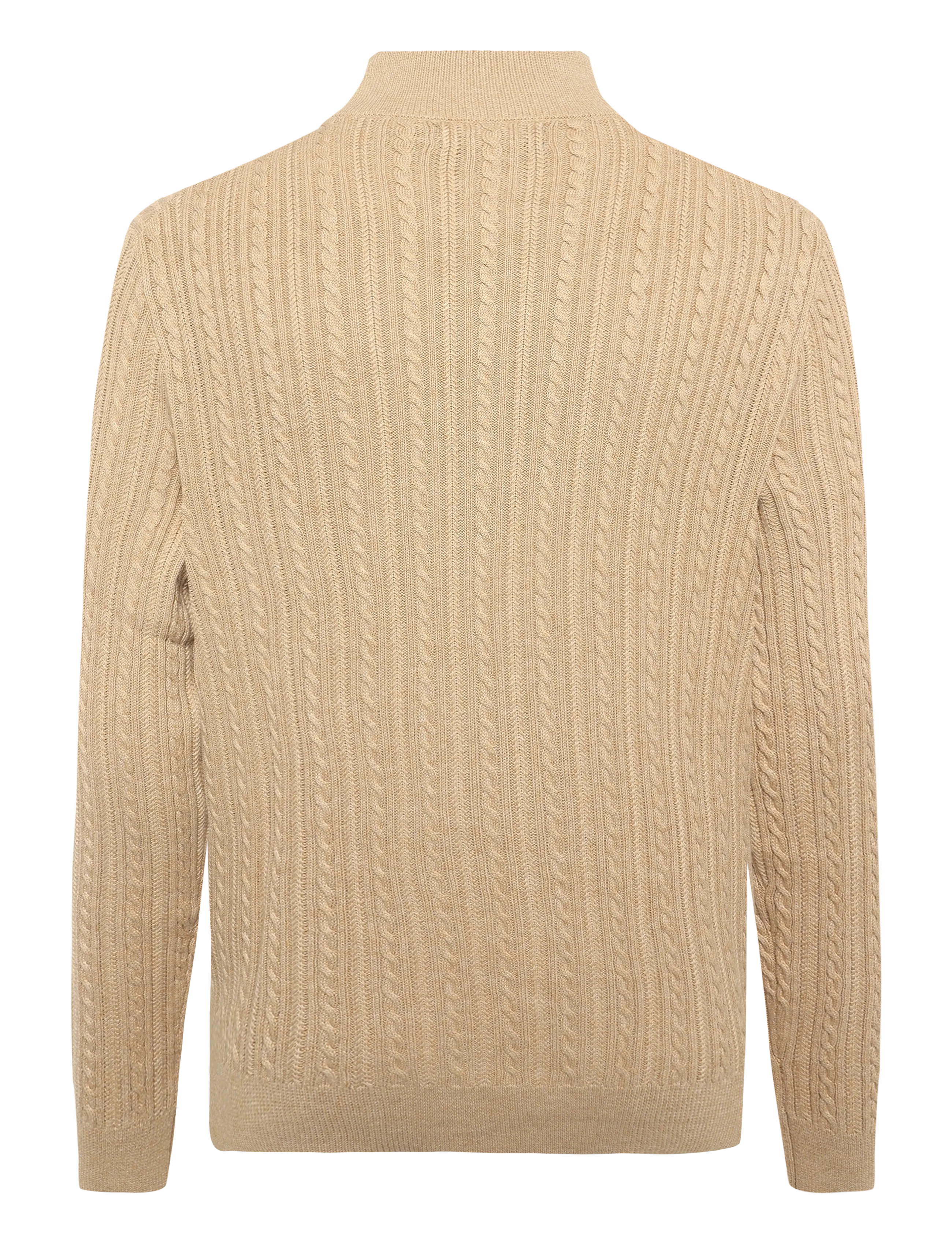 Polo Ralph Lauren - Cable-Knit Cotton Mockneck Sweater - tõmblukk-kaelusega dressipluusid - camel melange - 3