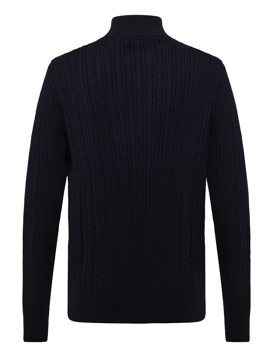 Polo Ralph Lauren - Cable-Knit Cotton Mockneck Sweater - half zip - hunter navy - 3