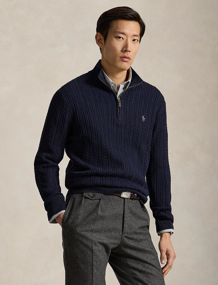 Polo Ralph Lauren - 2/32 COTTON-SWEATER-PULLOVER - half zip - hunter navy - 0