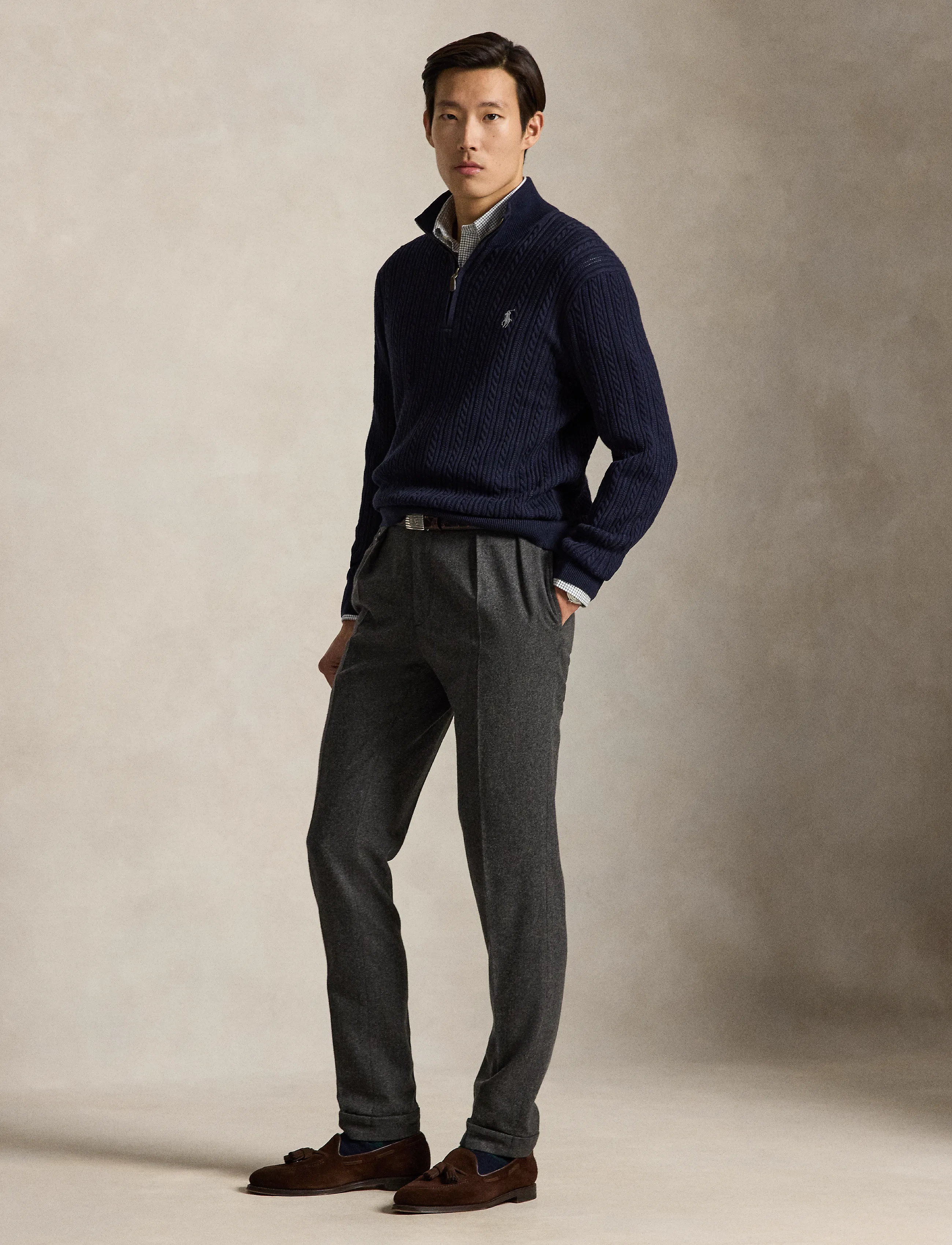 Polo Ralph Lauren - 2/32 COTTON-SWEATER-PULLOVER - half zip - hunter navy - 4