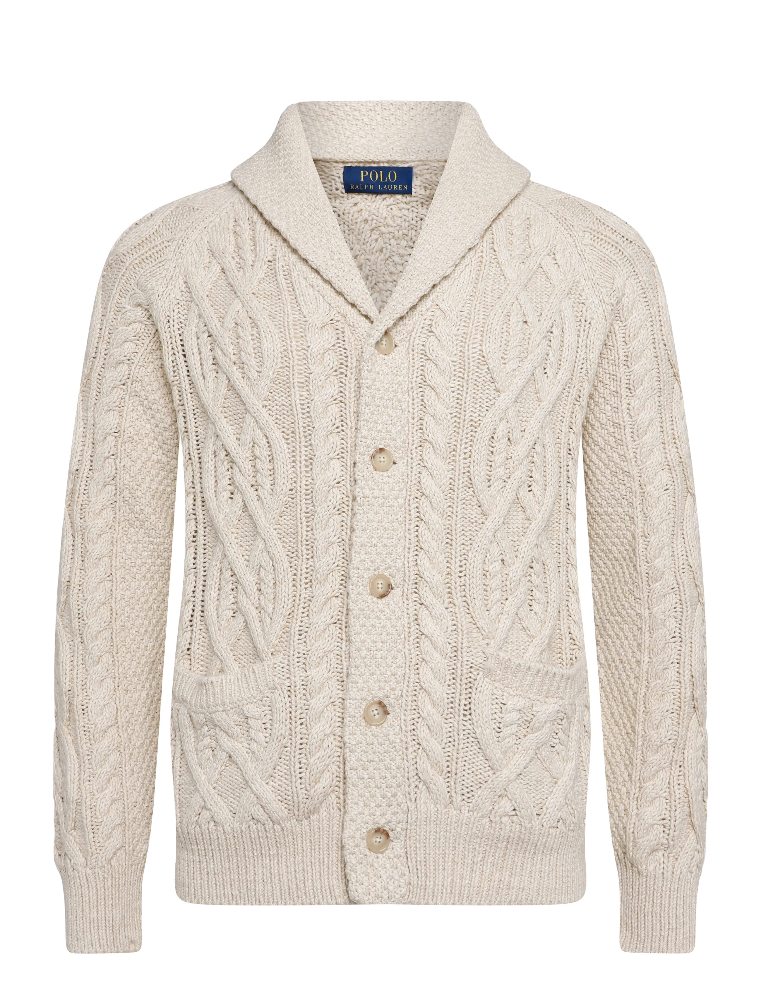 Polo Ralph Lauren Aran-Knit Cotton Shawl Cardigan - Cardigans - OATMEAL COMBO / cream