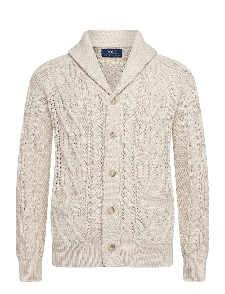 Polo Ralph Lauren - Aran-Knit Cotton Shawl Cardigan - cardigans - oatmeal combo - 1