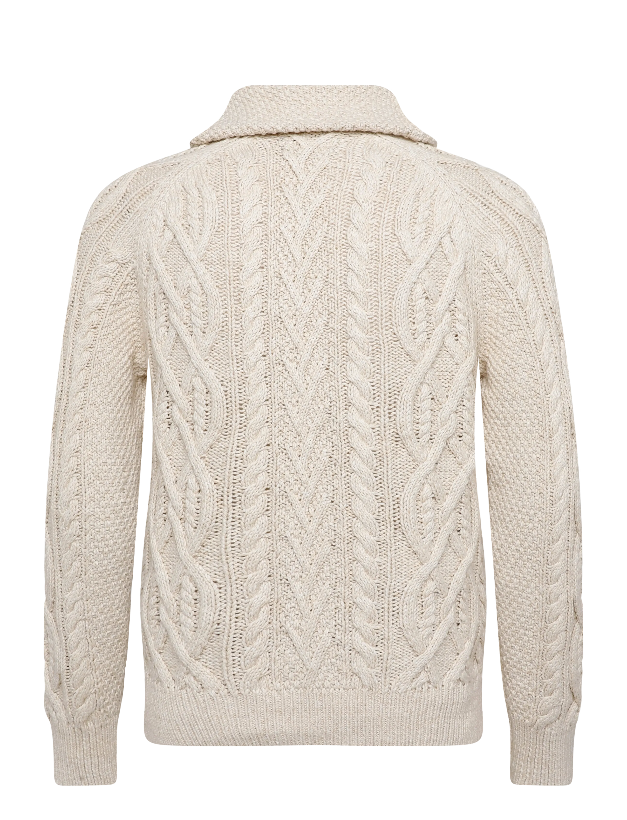 Polo Ralph Lauren - Aran-Knit Cotton Shawl Cardigan - cardigans - oatmeal combo - 2
