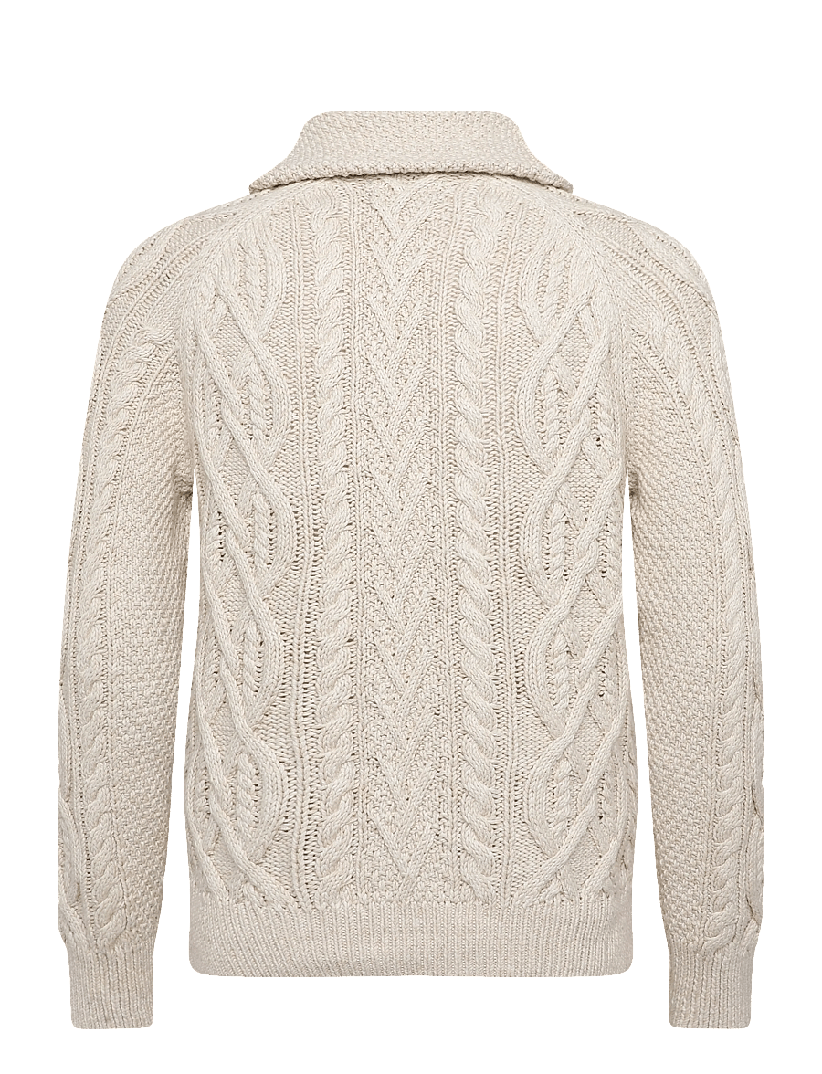 Polo Ralph Lauren - Aran-Knit Cotton Shawl Cardigan - cardigans - oatmeal combo - 2