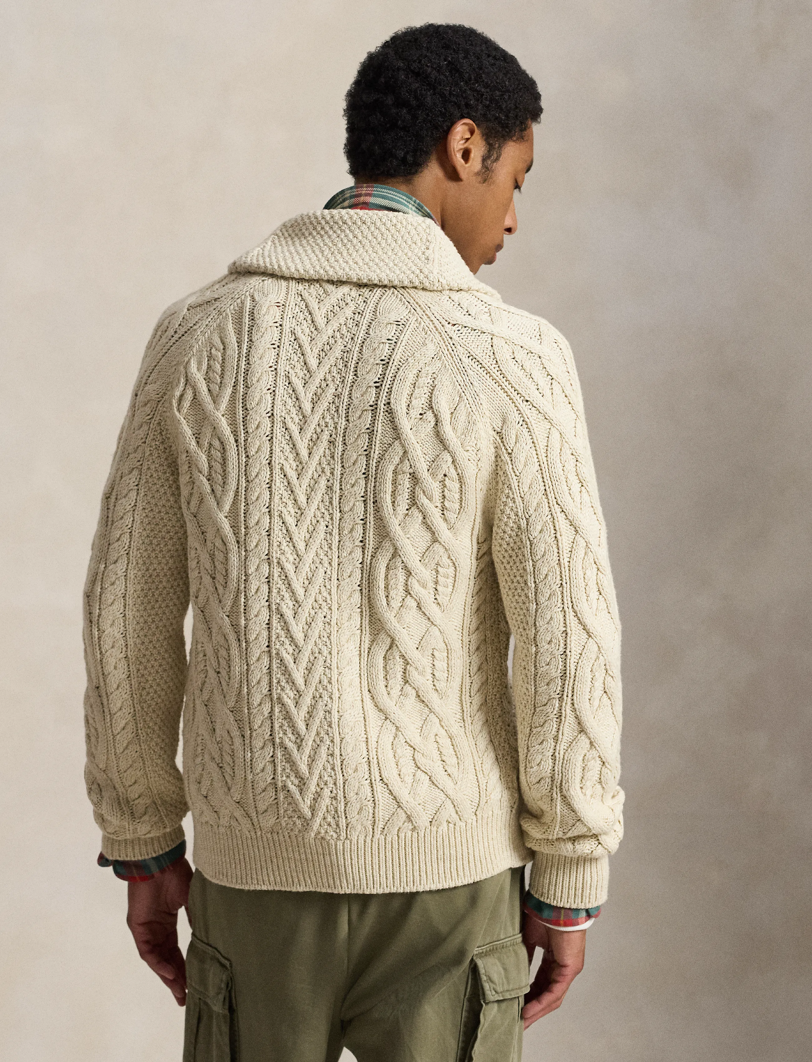 Polo Ralph Lauren - Aran-Knit Cotton Shawl Cardigan - oatmeal combo - 2