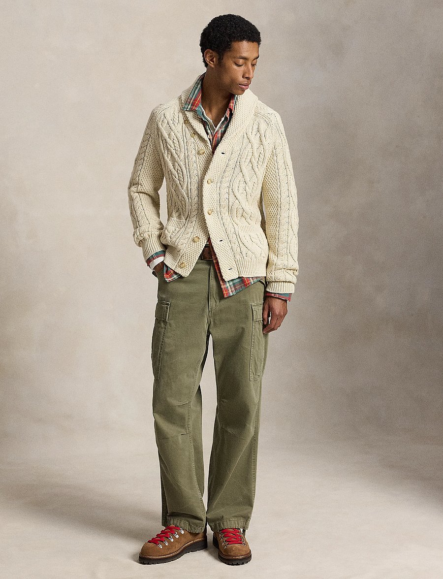 Polo Ralph Lauren - Aran-Knit Cotton Shawl Cardigan - oatmeal combo - 4