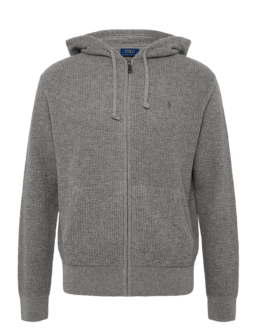 Polo Ralph Lauren - 2/28 WOOL COTTON-SWEATER-PULLOVER - pullover mit durchgehendem reißverschluss - fawn grey heather - 0