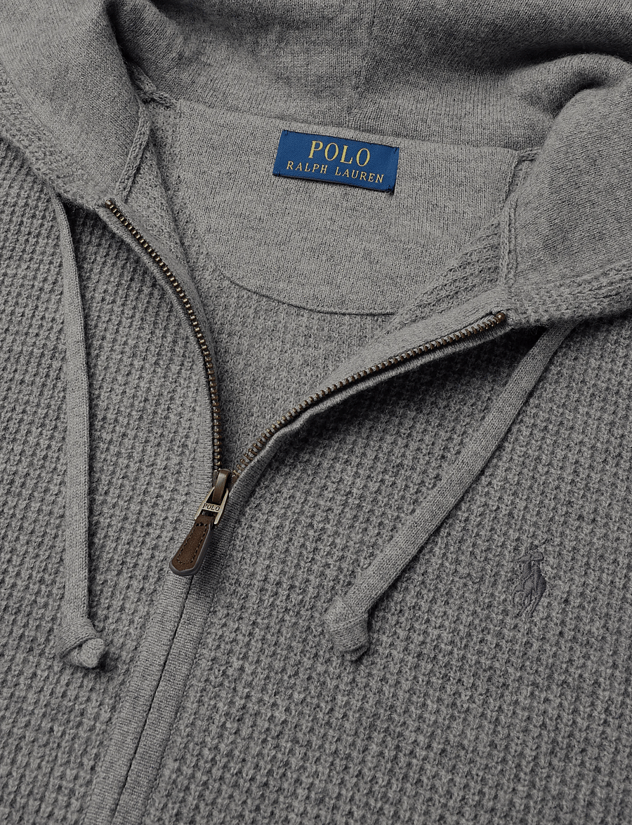 Polo Ralph Lauren - 2/28 WOOL COTTON-SWEATER-PULLOVER - pullover mit durchgehendem reißverschluss - fawn grey heather - 2