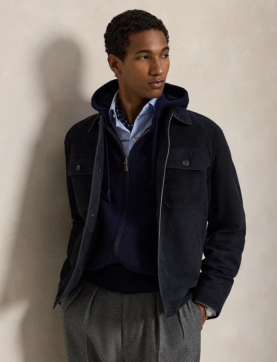 Polo Ralph Lauren - Waffle-Knit Wool-Cotton Hooded Sweater - pullover mit durchgehendem reißverschluss - hunter navy - 5