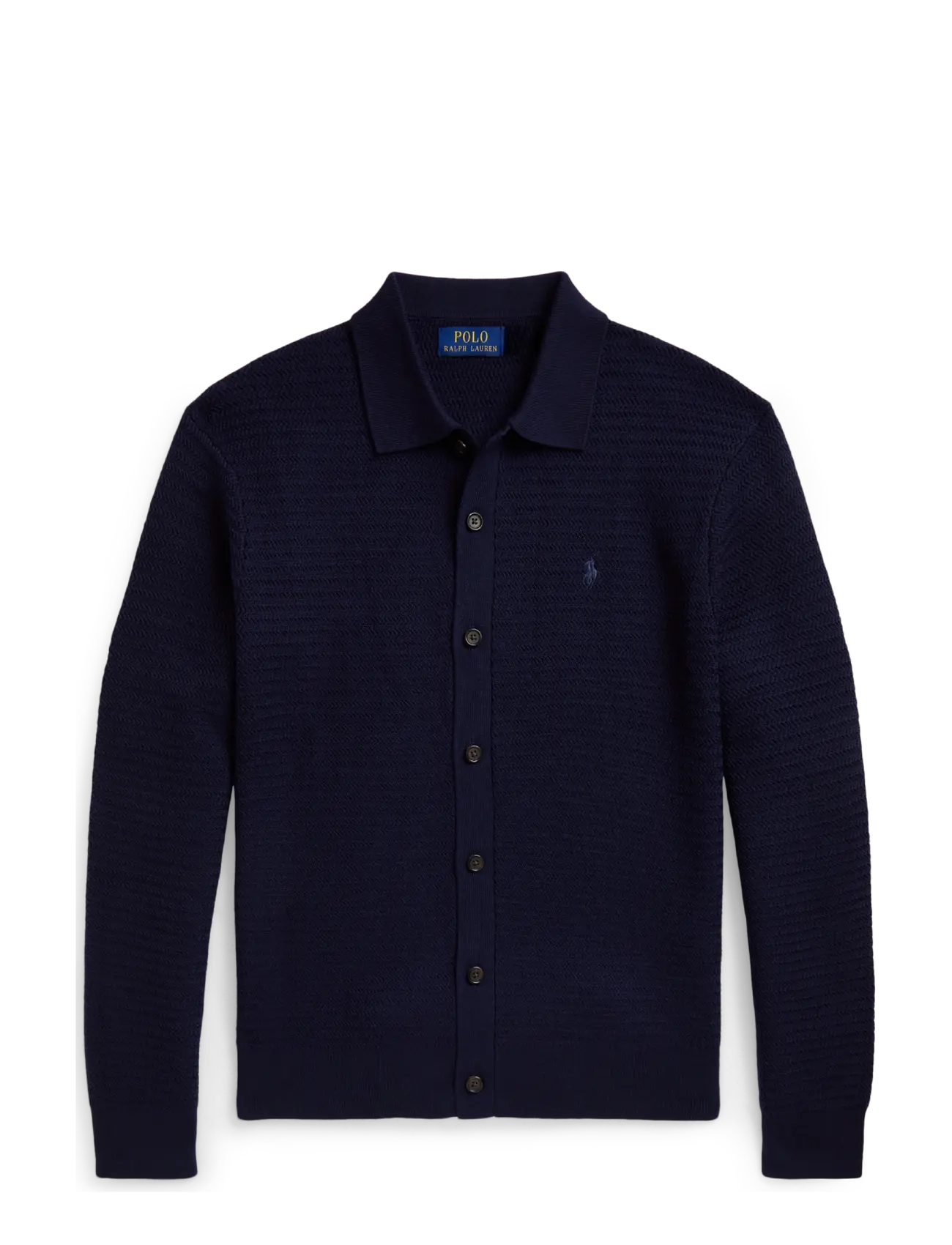 Polo Ralph Lauren Washable Wool Polo-Collar Cardigan, S, Navy, Strik > Cardigans, Herre