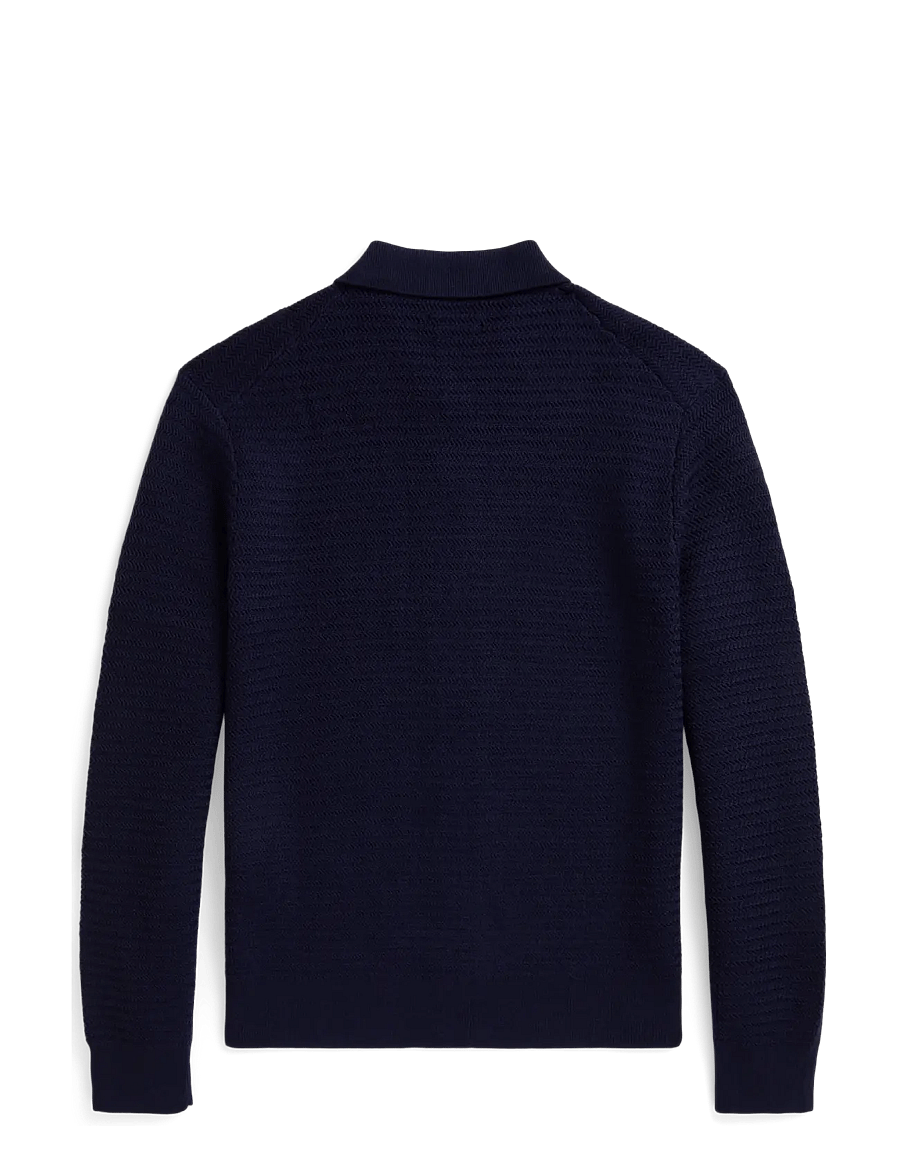 Polo Ralph Lauren - Washable Wool Polo-Collar Cardigan - koftor - hunter navy - 1