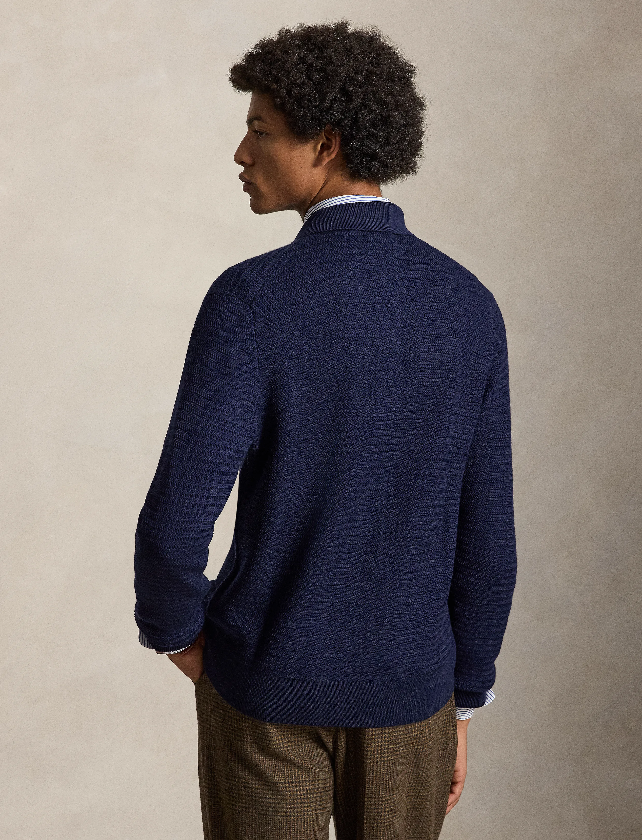 Polo Ralph Lauren - Washable Wool Polo-Collar Cardigan - neuletakit - hunter navy - 4