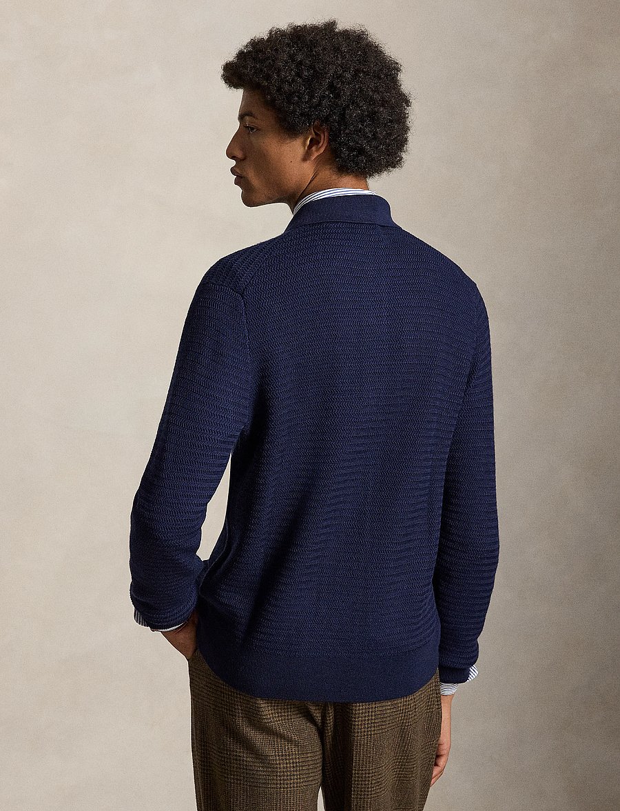 Polo Ralph Lauren - Washable Wool Polo-Collar Cardigan - neuletakit - hunter navy - 4