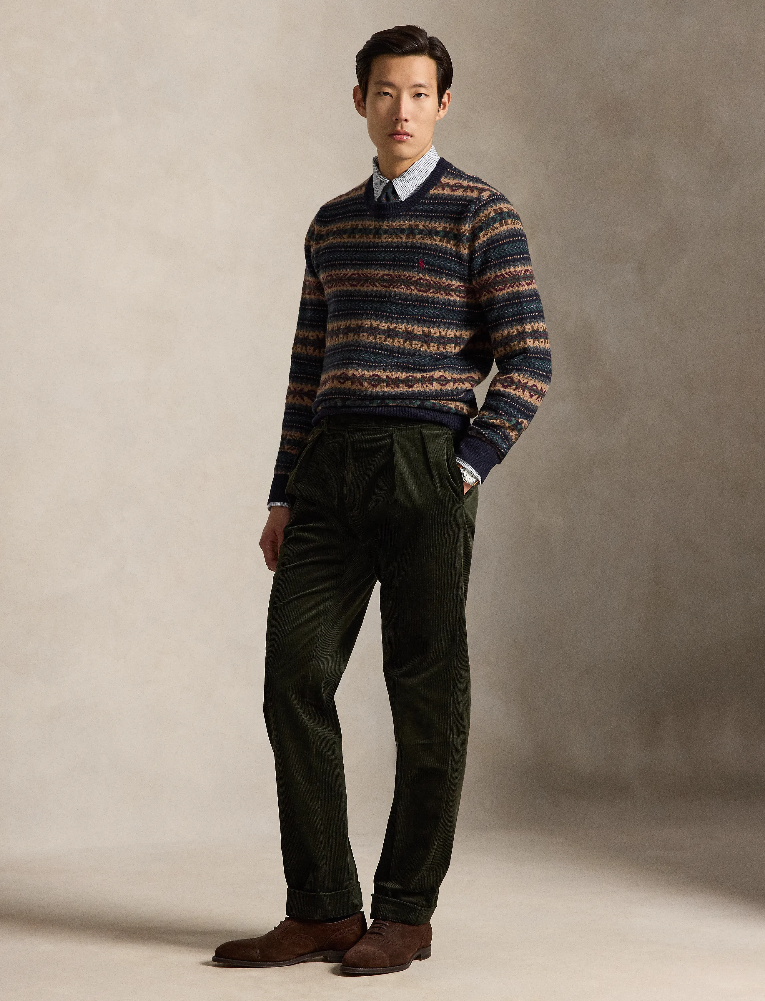 Polo Ralph Lauren Fair Isle Wool Sweater, XL, Knitwear, Marineblau - Round Necks, Männerswear