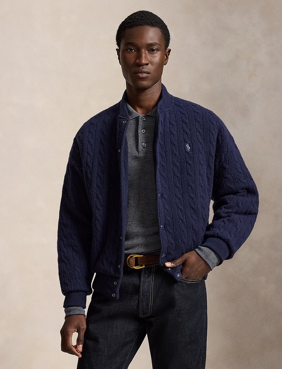 Polo Ralph Lauren - Relaxed Fit Cable-Knit Sweater Jacket - hunter navy - 1