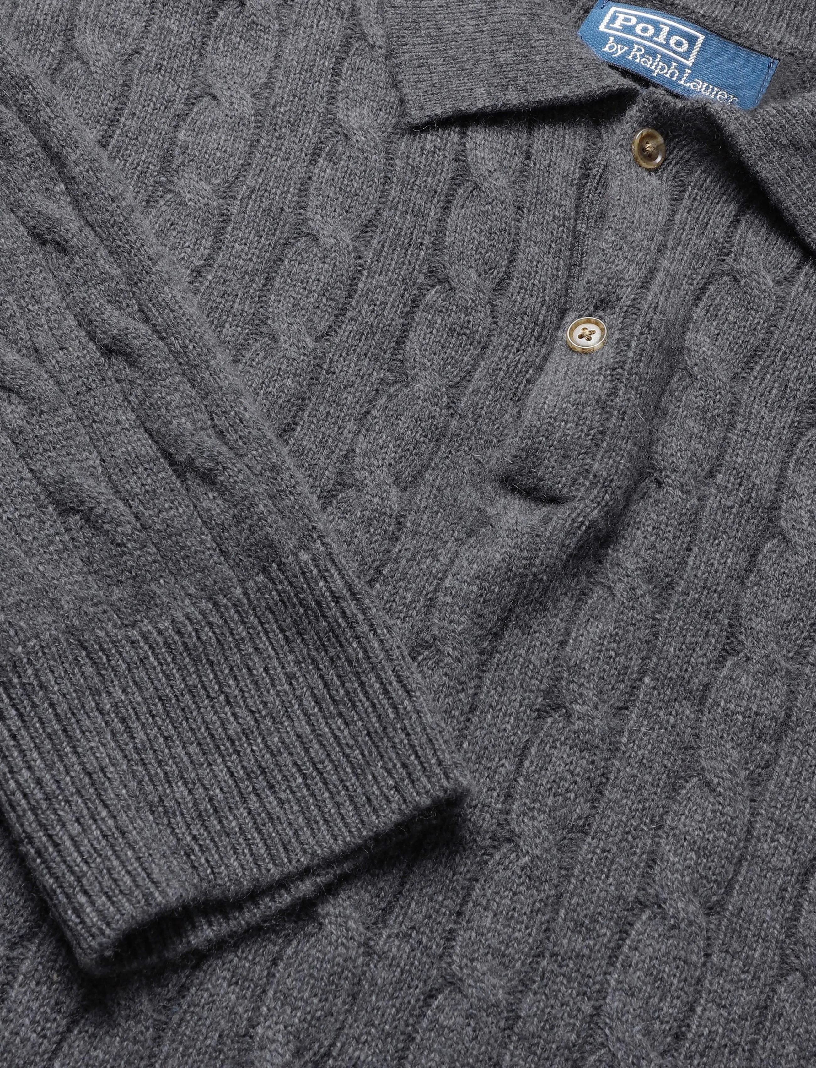 Polo Ralph Lauren - 2/28 CASHMERE SFA-SWEATER-PULLOVER - langärmelige strick-polohemden - static grey heath - 2