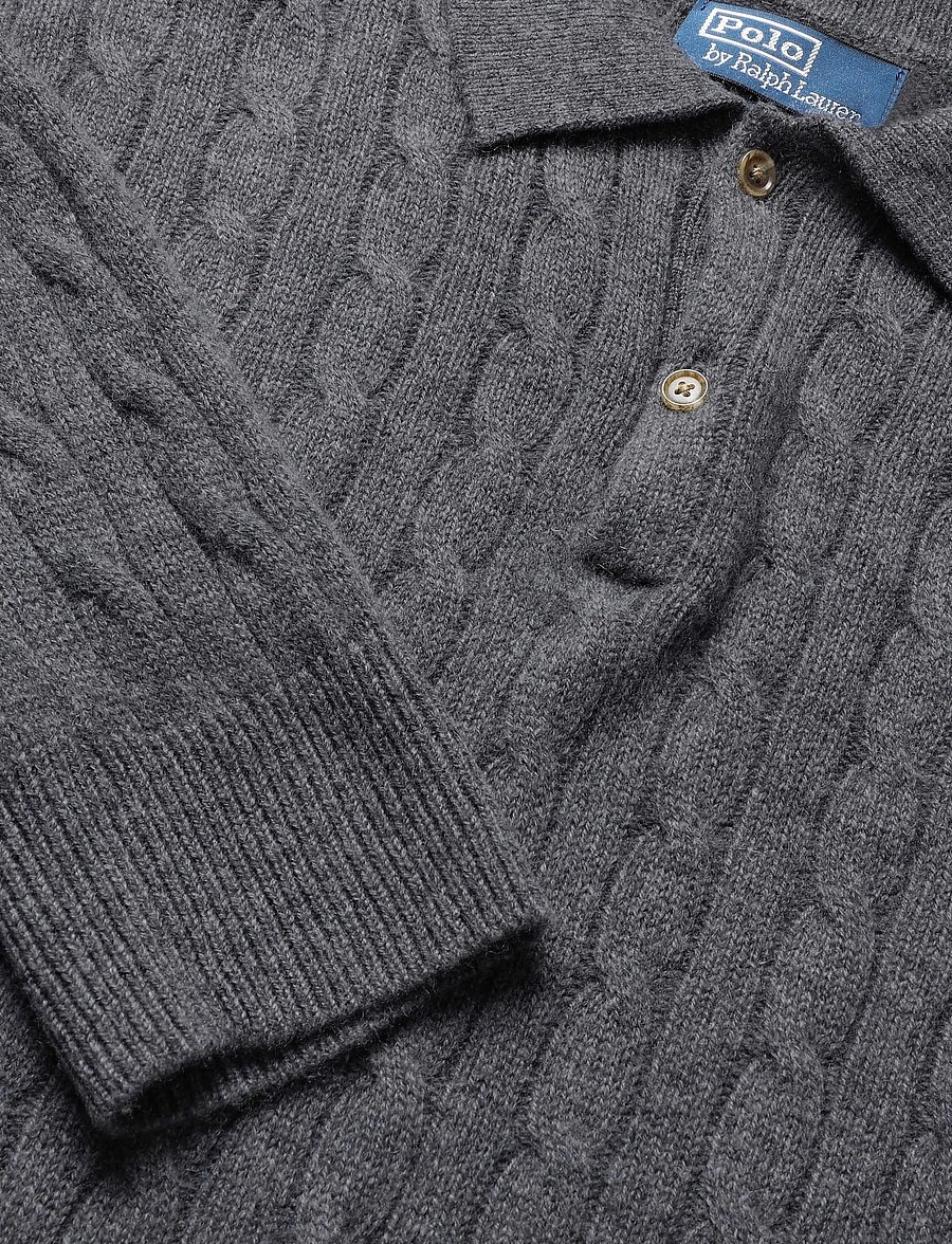 Polo Ralph Lauren - 2/28 CASHMERE SFA-SWEATER-PULLOVER - langärmelige strick-polohemden - static grey heath - 2