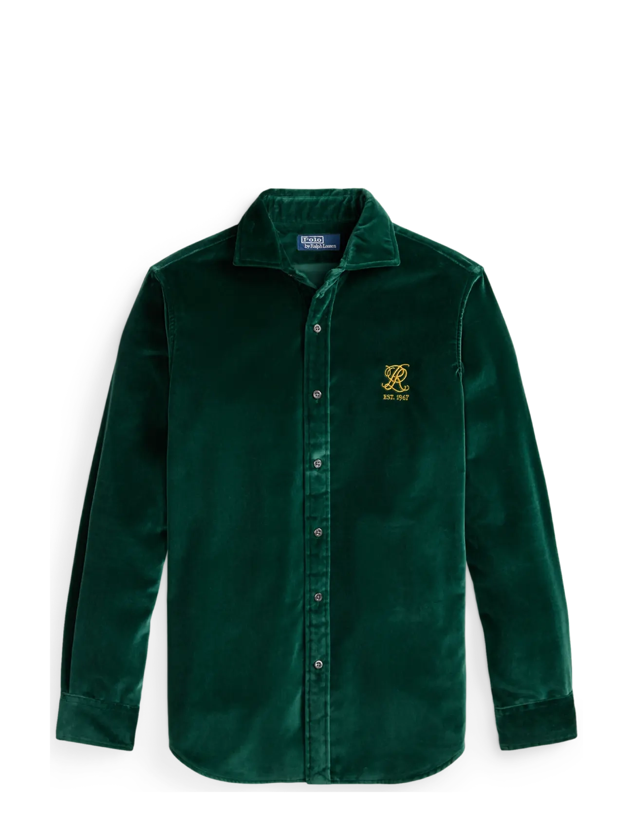 Polo Ralph Lauren Classic Fit Embroidered Velvet Shirt - Freizeithemden - 4487B MOSS AGATE / green