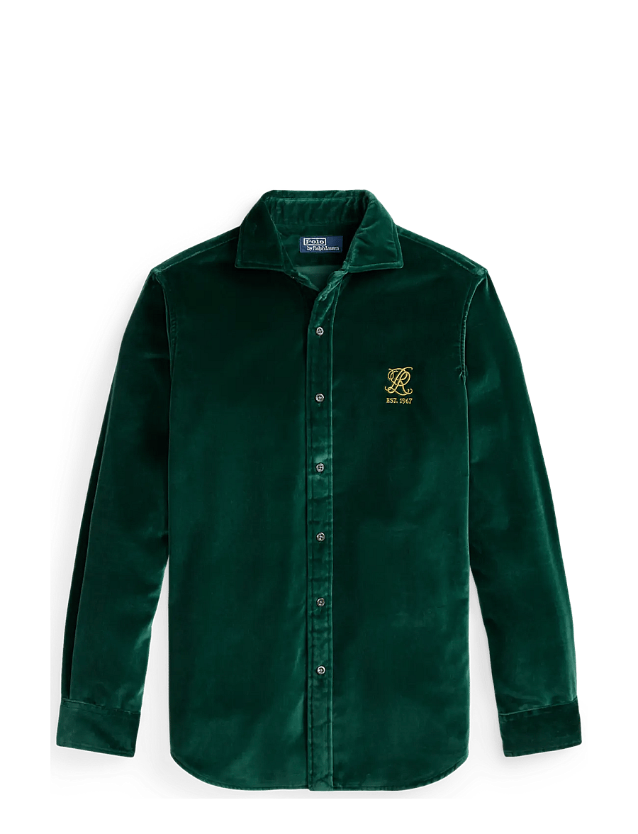 Polo Ralph Lauren - Classic Fit Embroidered Velvet Shirt - 4487b moss agate - 0