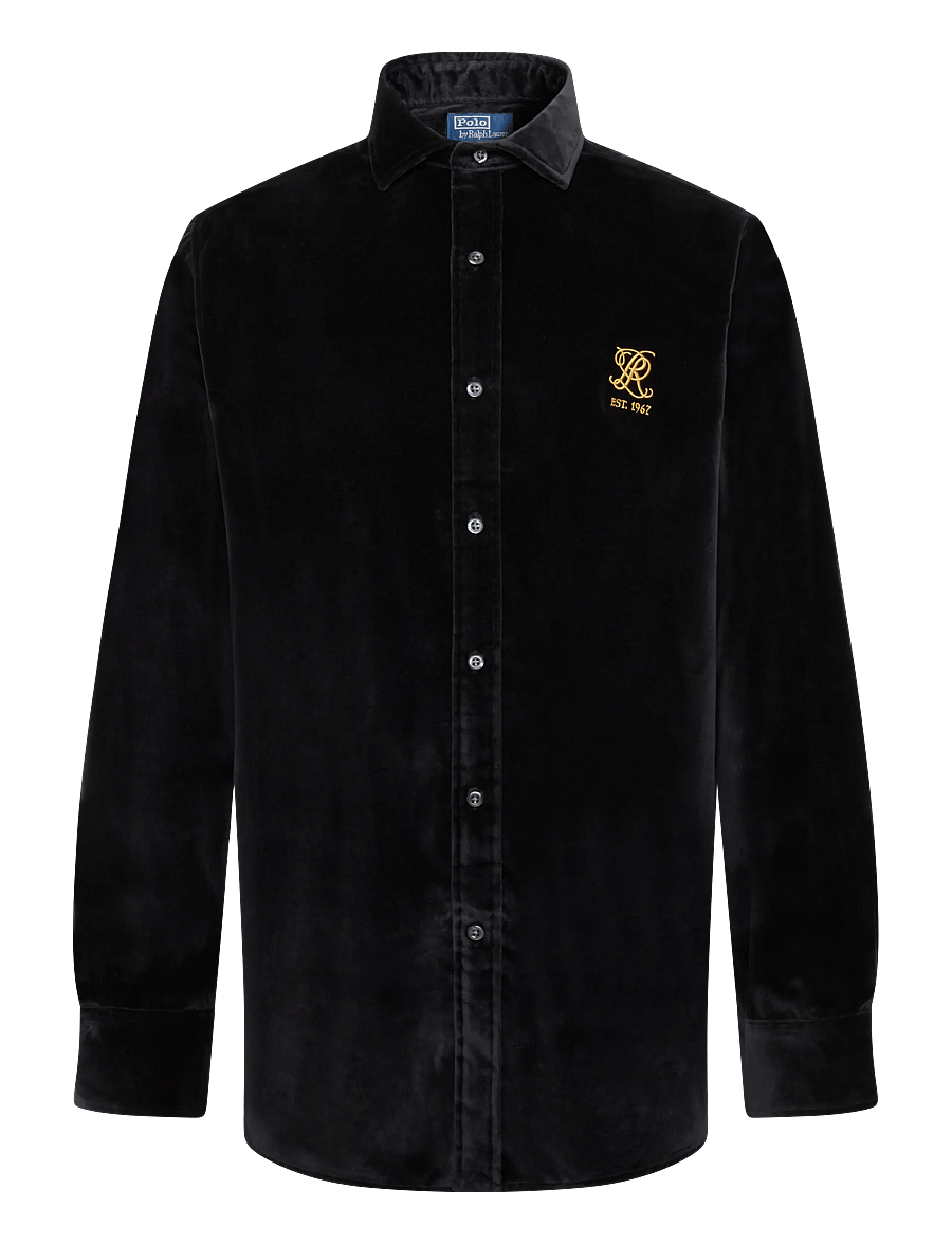 Polo Ralph Lauren - Classic Fit Embroidered Velvet Shirt - basic shirts - 4487 polo black - 0