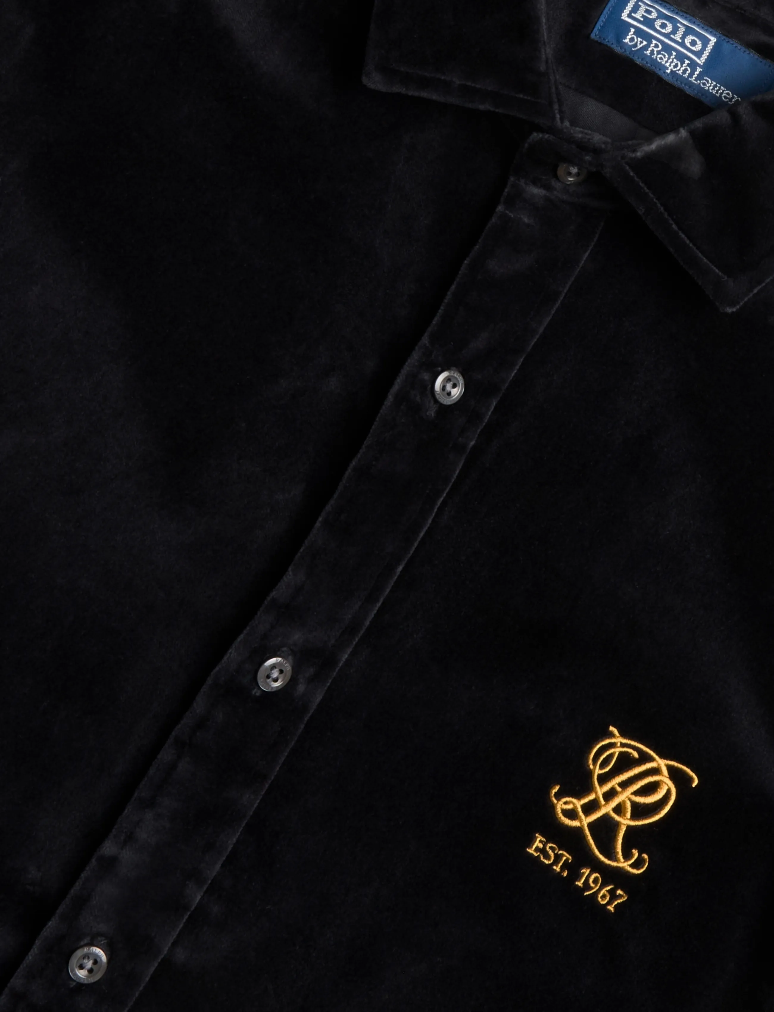 Polo Ralph Lauren - Classic Fit Embroidered Velvet Shirt - basic shirts - 4487 polo black - 2