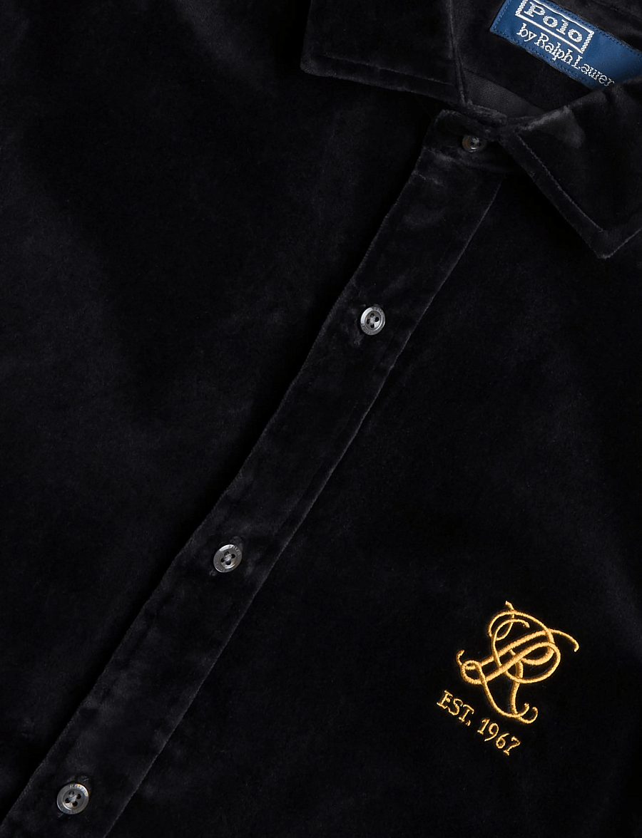 Polo Ralph Lauren - Classic Fit Embroidered Velvet Shirt - basic shirts - 4487 polo black - 2