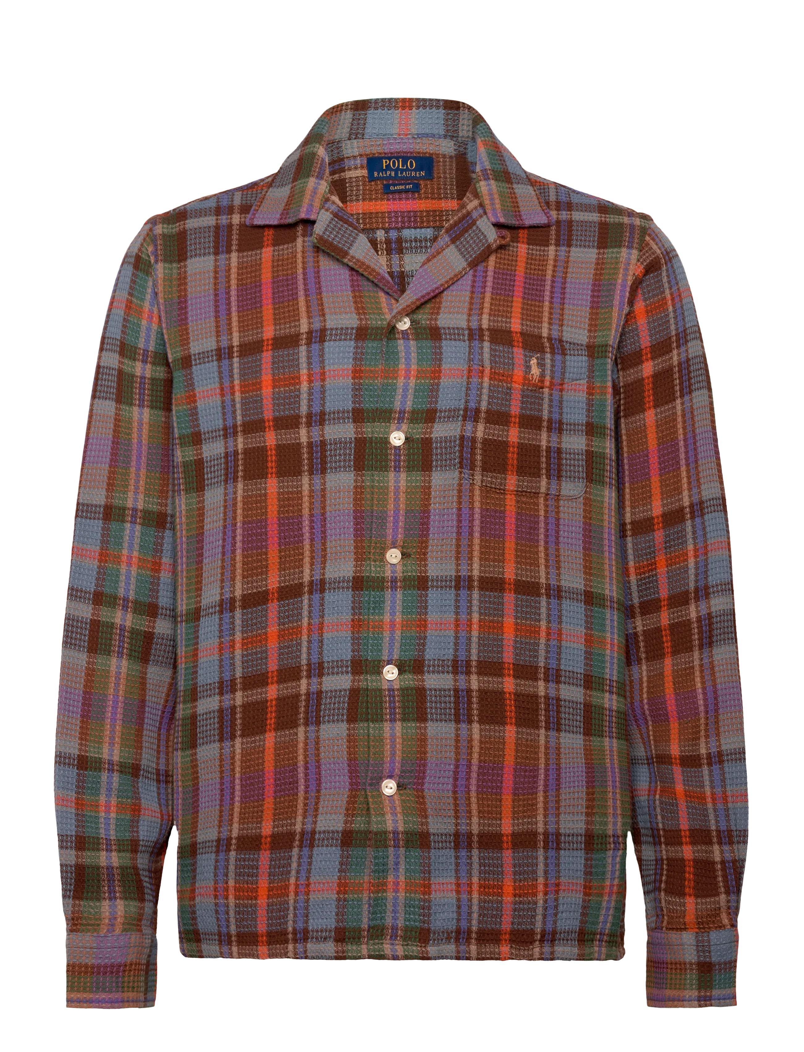 Polo Ralph Lauren COTTON WAFFLE-WVN-SHIRT - Hemden - 7448A BROWN BLUE / brown