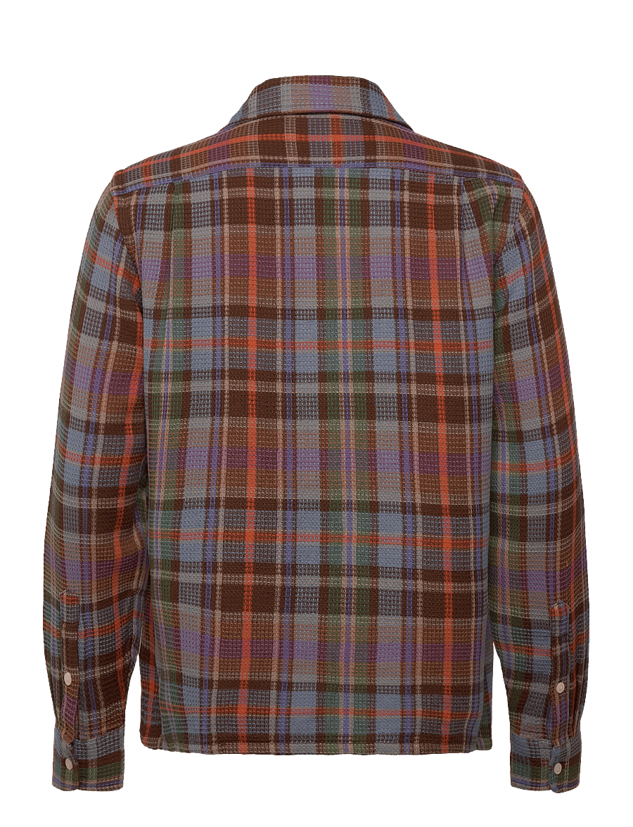 Polo Ralph Lauren - Classic Fit Plaid Waffle Camp Shirt - koszule w kratkę - 7448a brown blue - 1