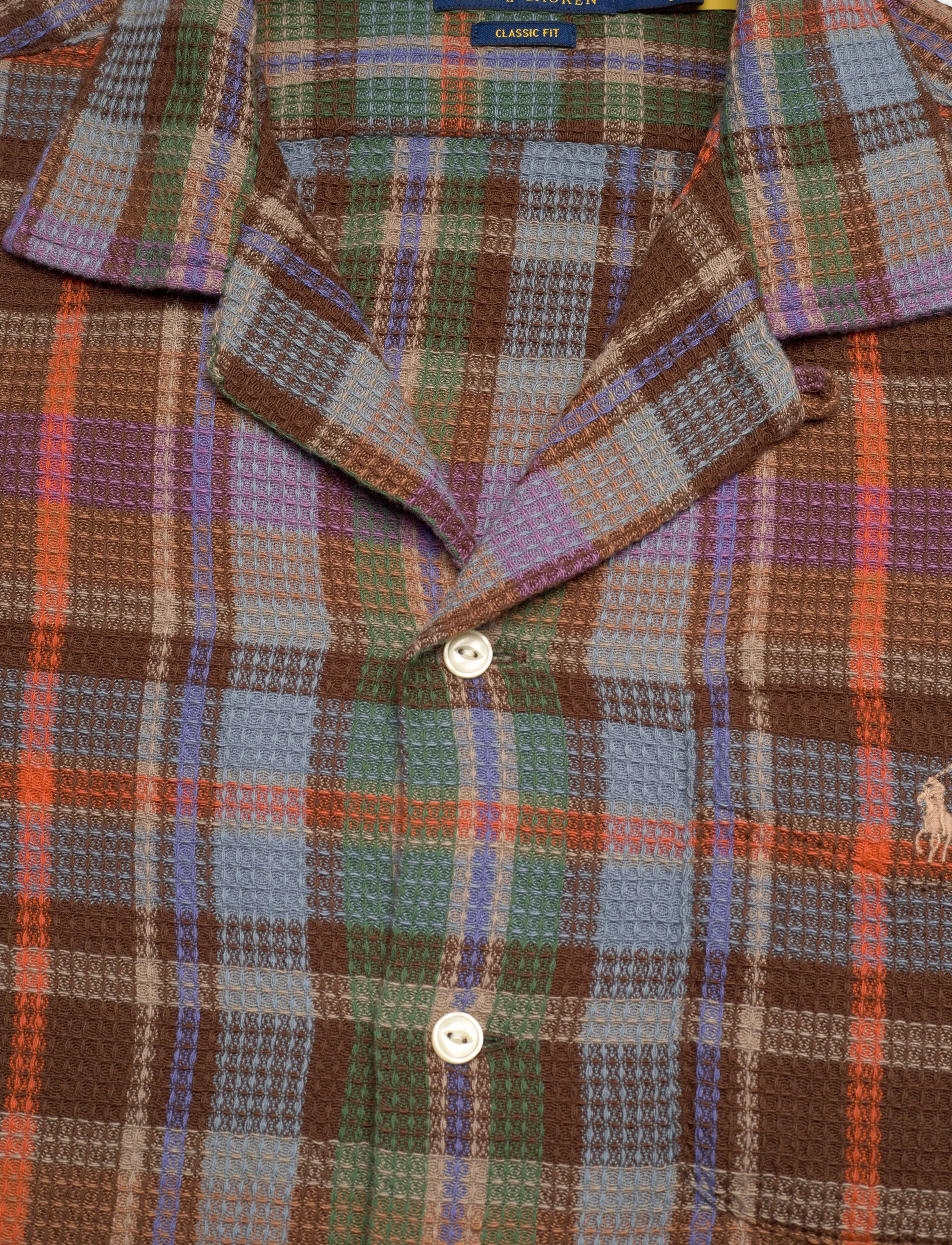 Polo Ralph Lauren - COTTON WAFFLE-WVN-SHIRT - 7448a brown blue - 2