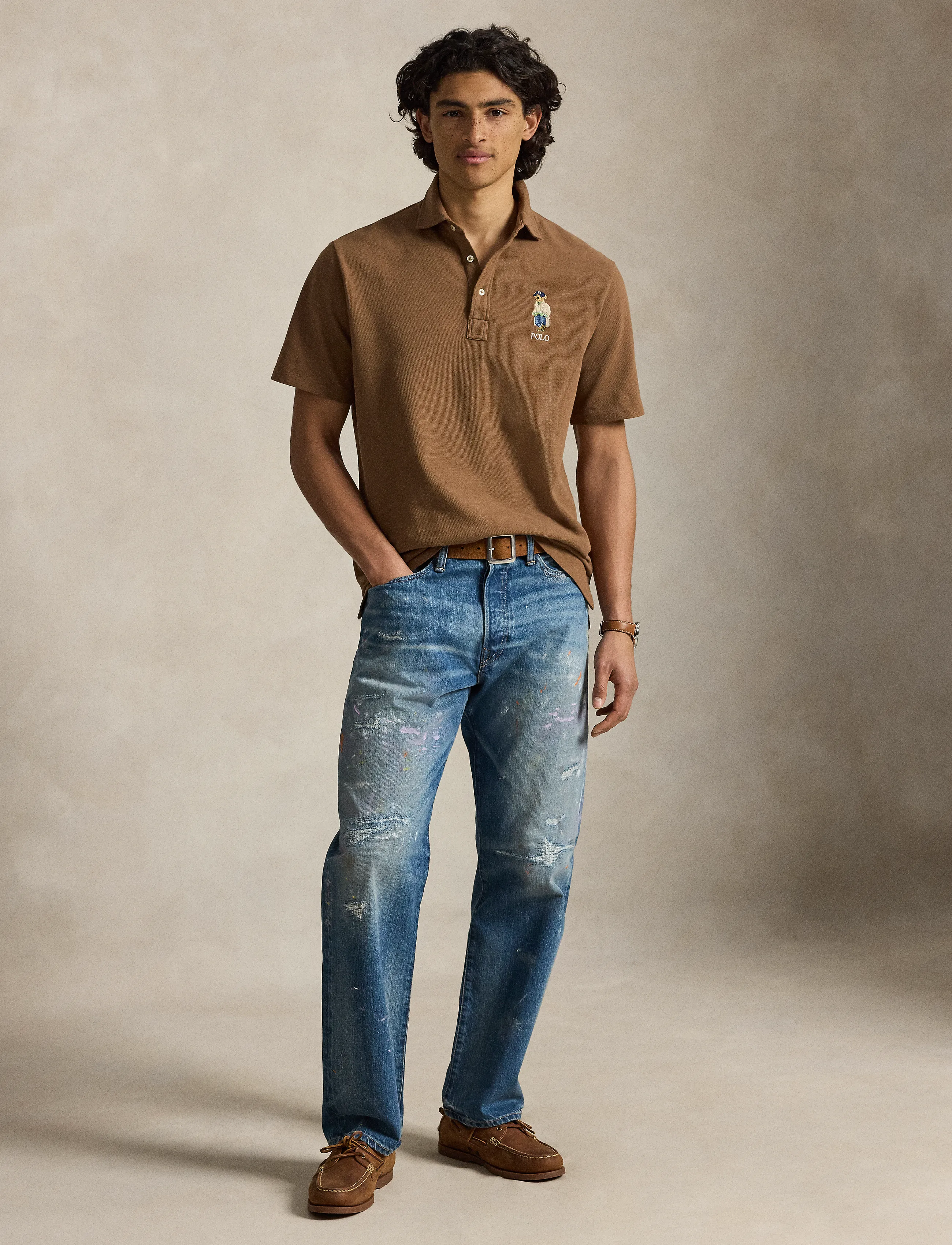 Polo Ralph Lauren Classic Fit Polo Bear Mesh Polo Shirt - Polo Ralph Lauren - LUGGAGE BROWN- HR / brown