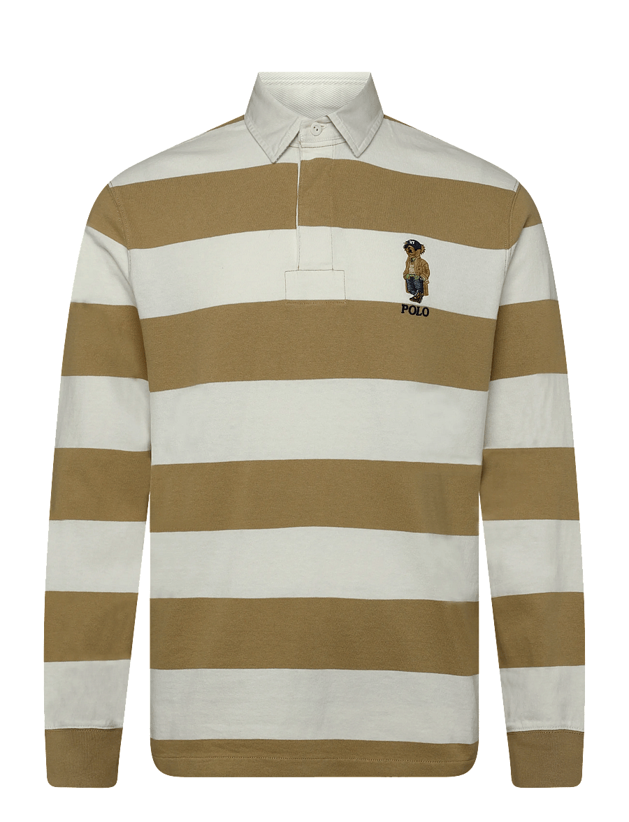 Polo Ralph Lauren - Classic Fit Polo Bear Rugby Shirt - långärmade stickade pikétröjor - rl khki/trphy crm - 1
