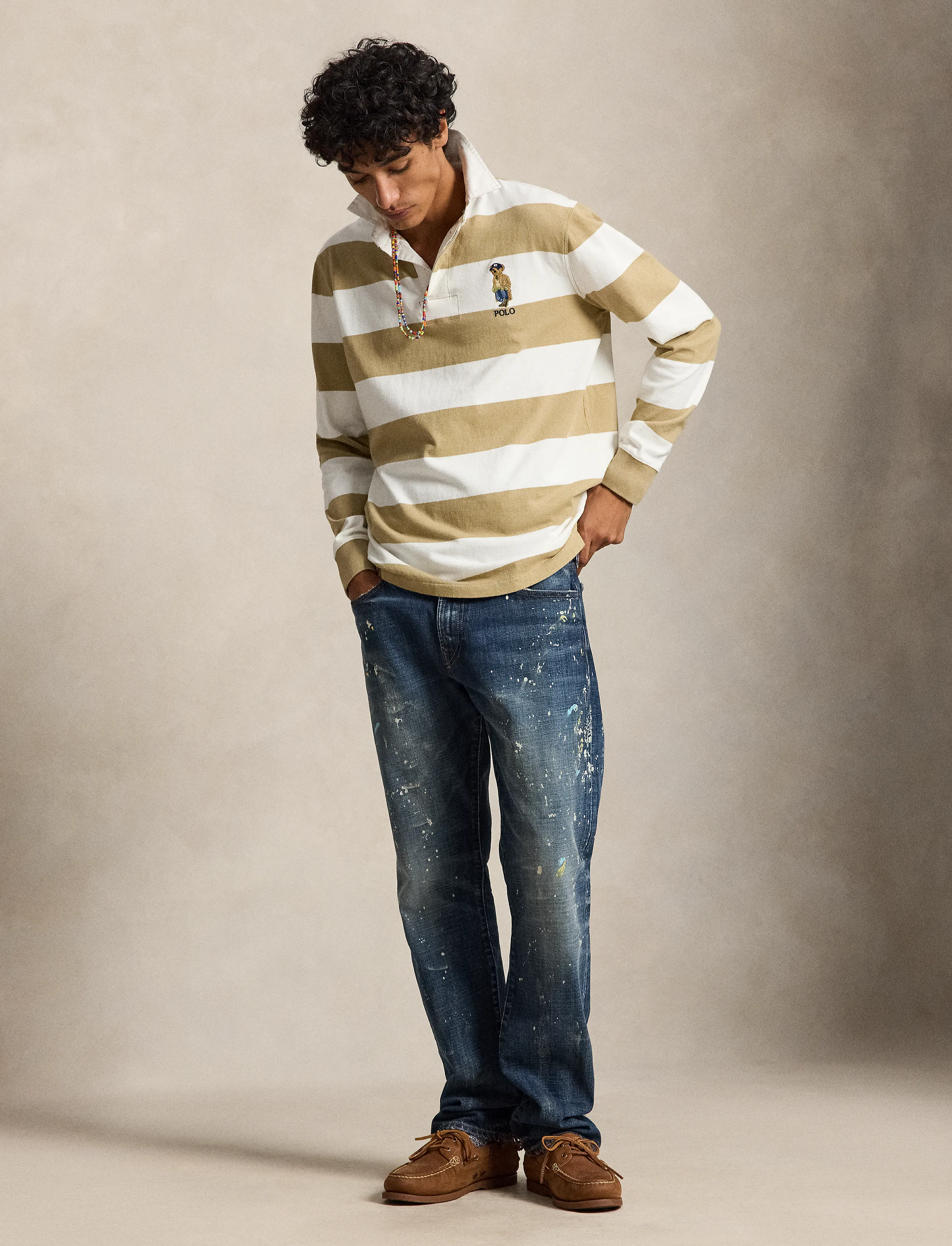 Polo Ralph Lauren - Classic Fit Polo Bear Rugby Shirt - rl khki/trphy crm - 4