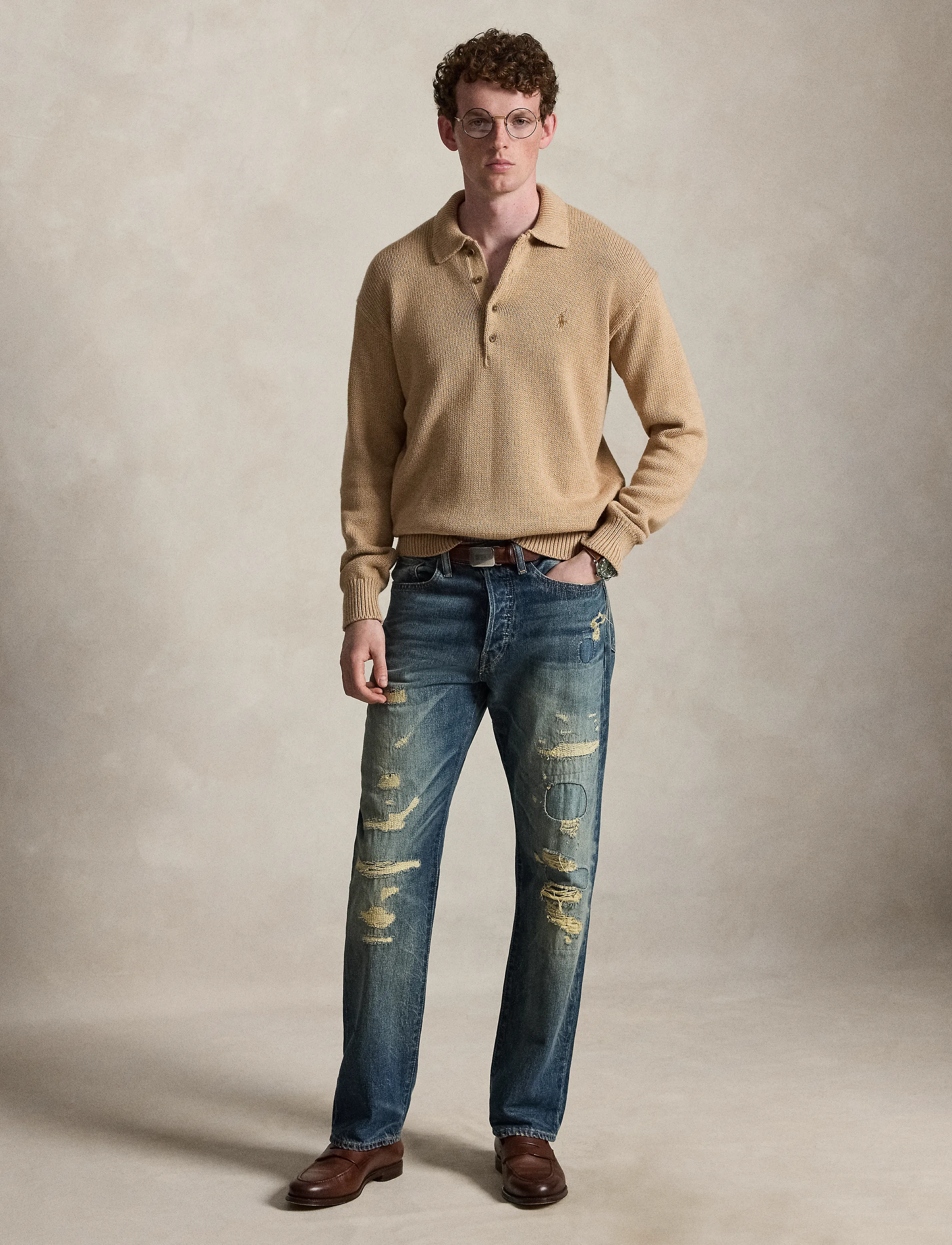 Polo Ralph Lauren Relaxed Fit Cable Cotton Polo Sweater långärmade t-shirts herr – bild 3