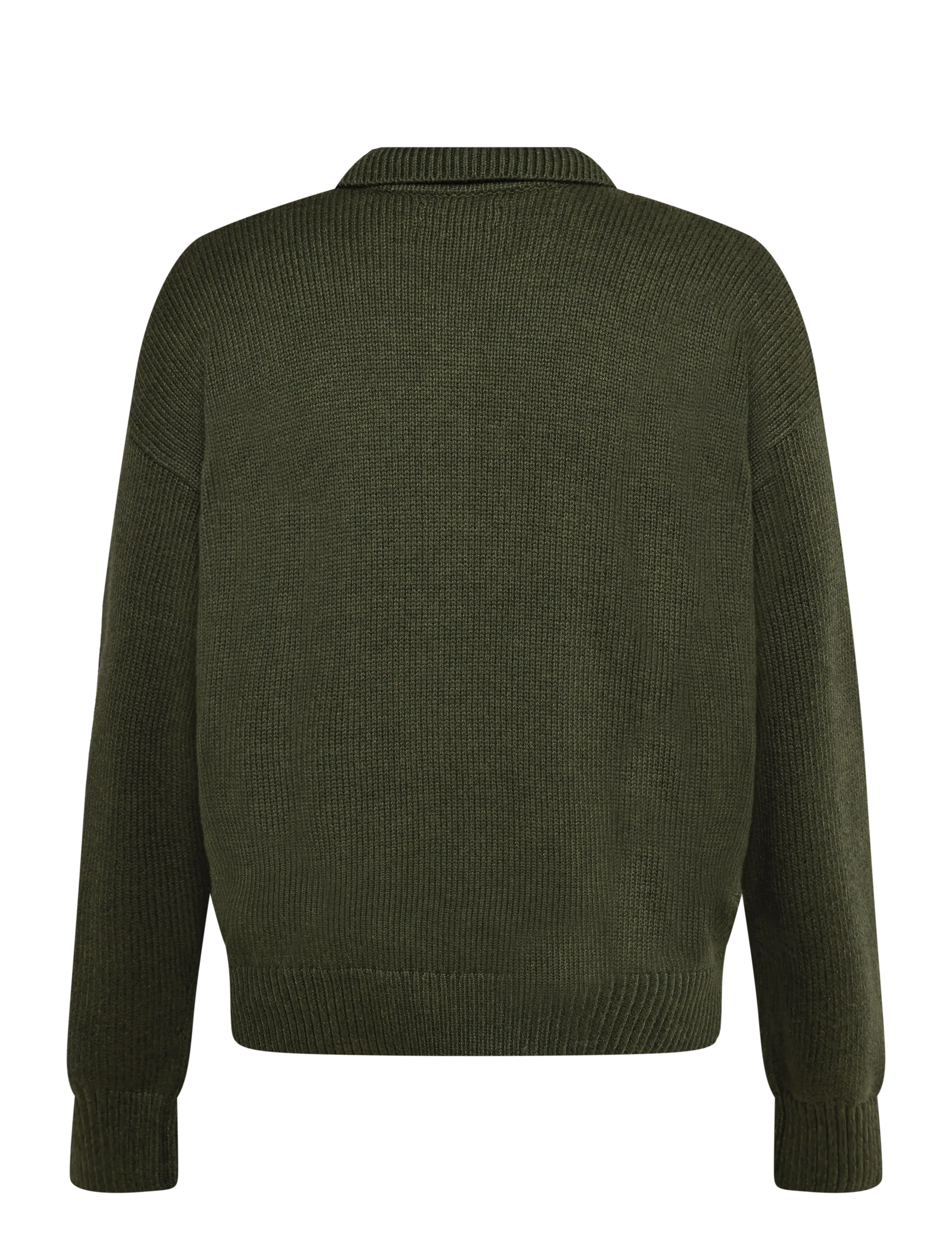 Polo Ralph Lauren - Relaxed Fit Cable Cotton Polo Sweater - langärmelige strick-polohemden - olive shrub heath - 3