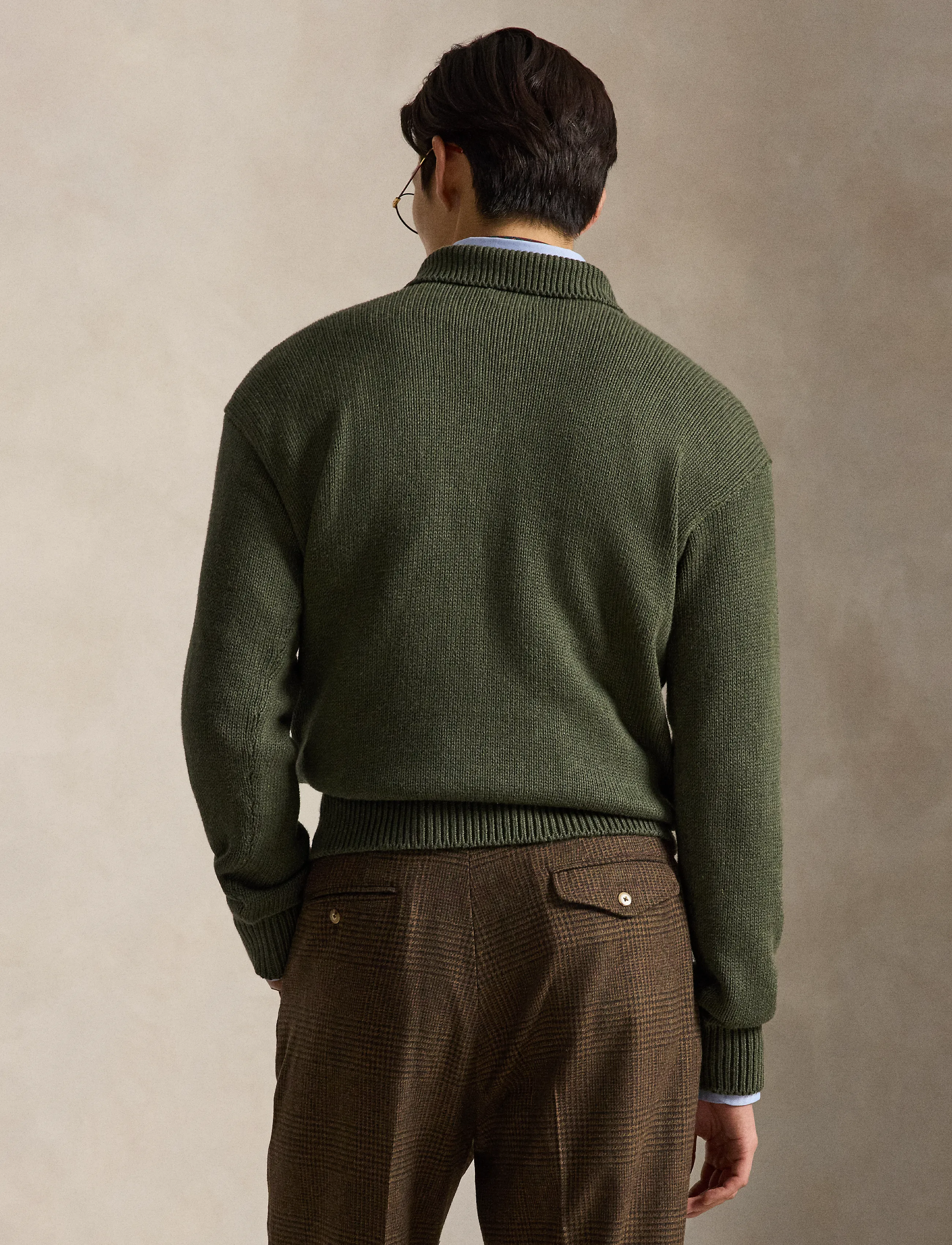 Polo Ralph Lauren - Relaxed Fit Cable Cotton Polo Sweater - poloer i strik med lange ærmer - olive shrub heath - 2