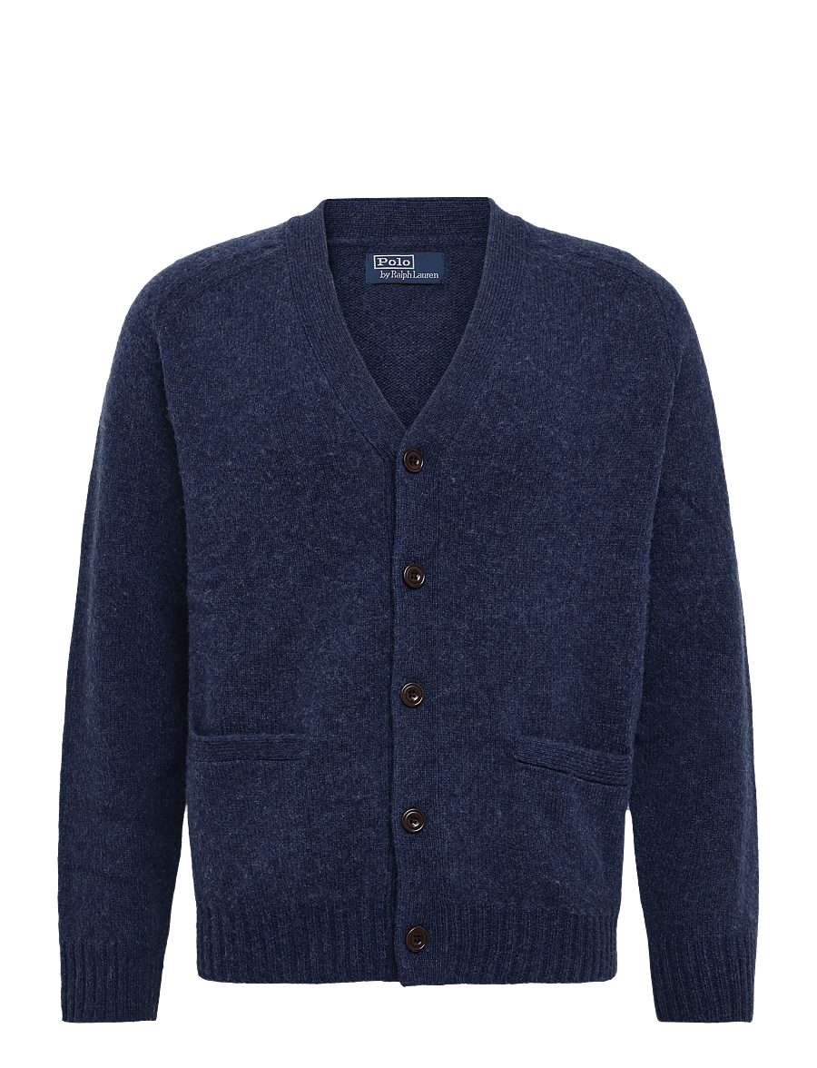 Polo Ralph Lauren - Suede-Patch Wool-Cashmere Cardigan - peysur - basalt navy hthr - 1