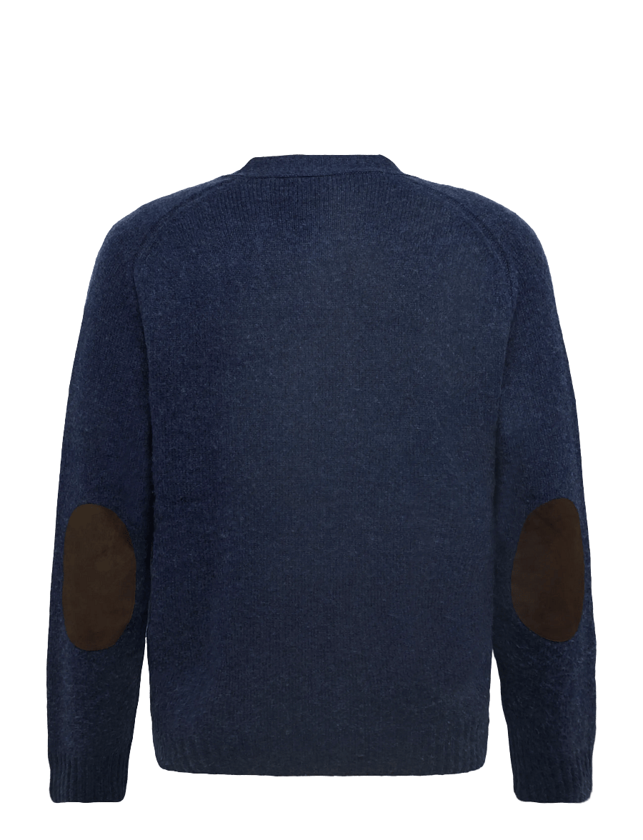 Polo Ralph Lauren - Suede-Patch Wool-Cashmere Cardigan - peysur - basalt navy hthr - 2
