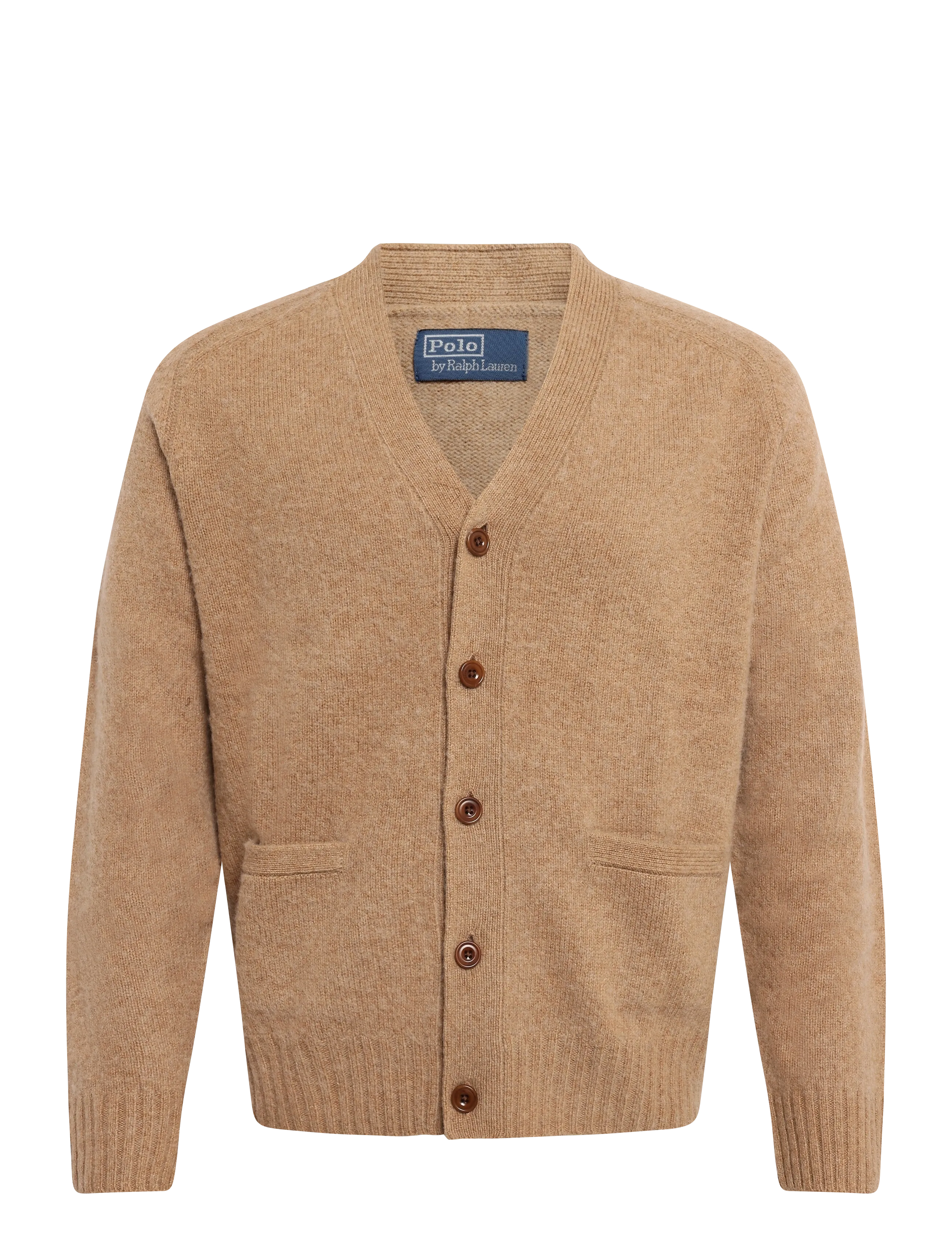 Polo Ralph Lauren Suede-Patch Wool-Cashmere Cardigan - Ralph Lauren - CROUTON TAN HEATH / brown