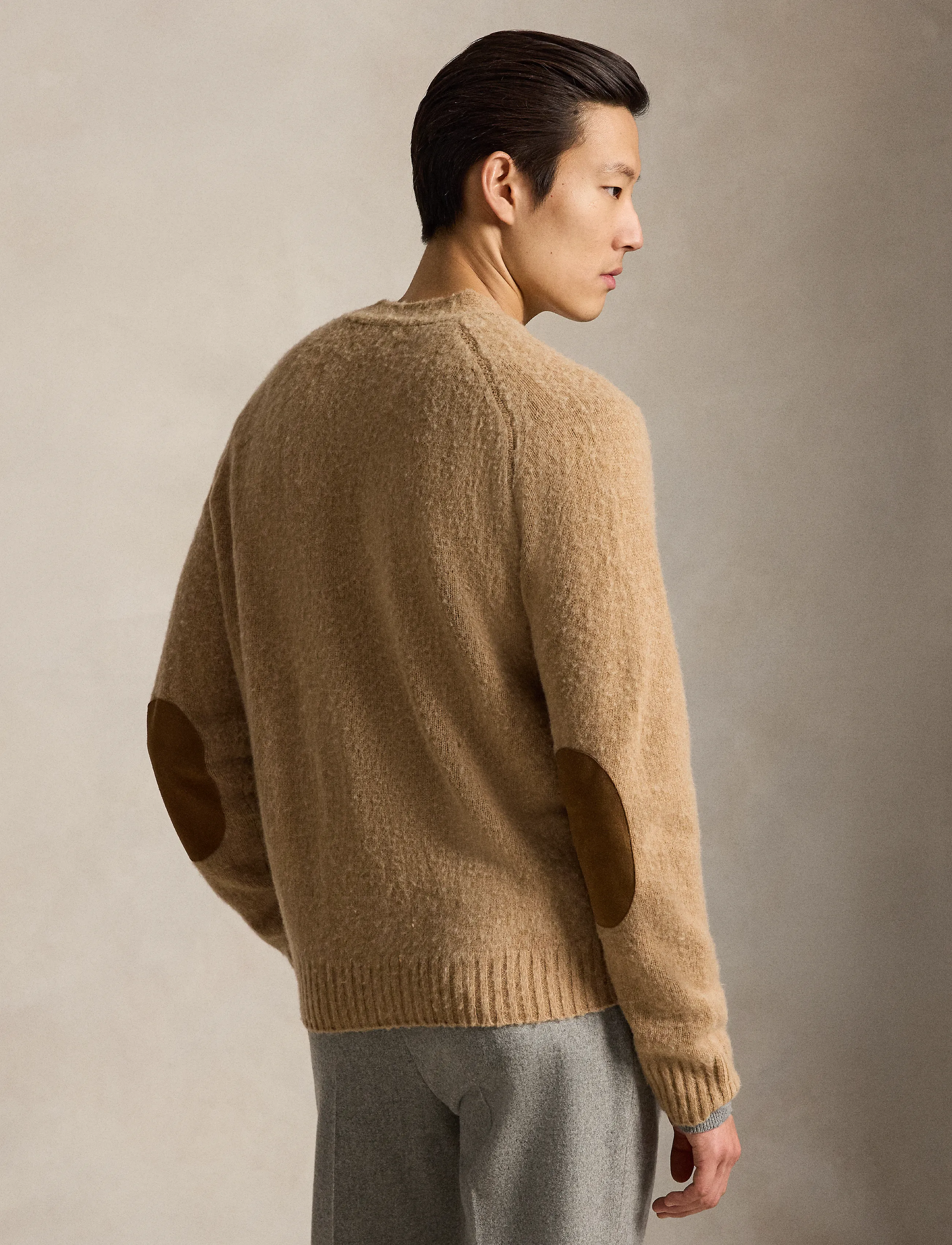 Polo Ralph Lauren - Suede-Patch Wool-Cashmere Cardigan - cardigans - crouton tan heath - 3