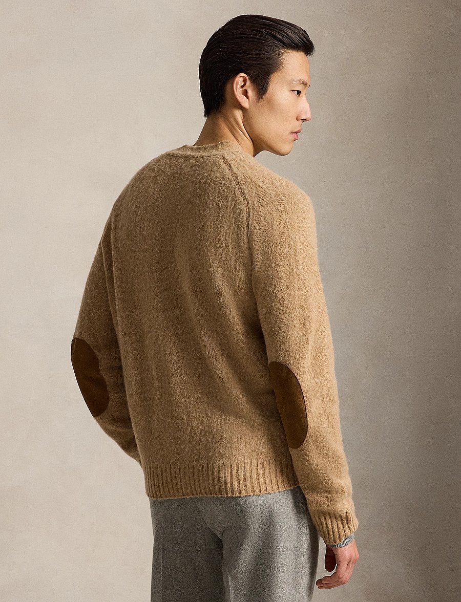Polo Ralph Lauren - Suede-Patch Wool-Cashmere Cardigan - cardigans - crouton tan heath - 3